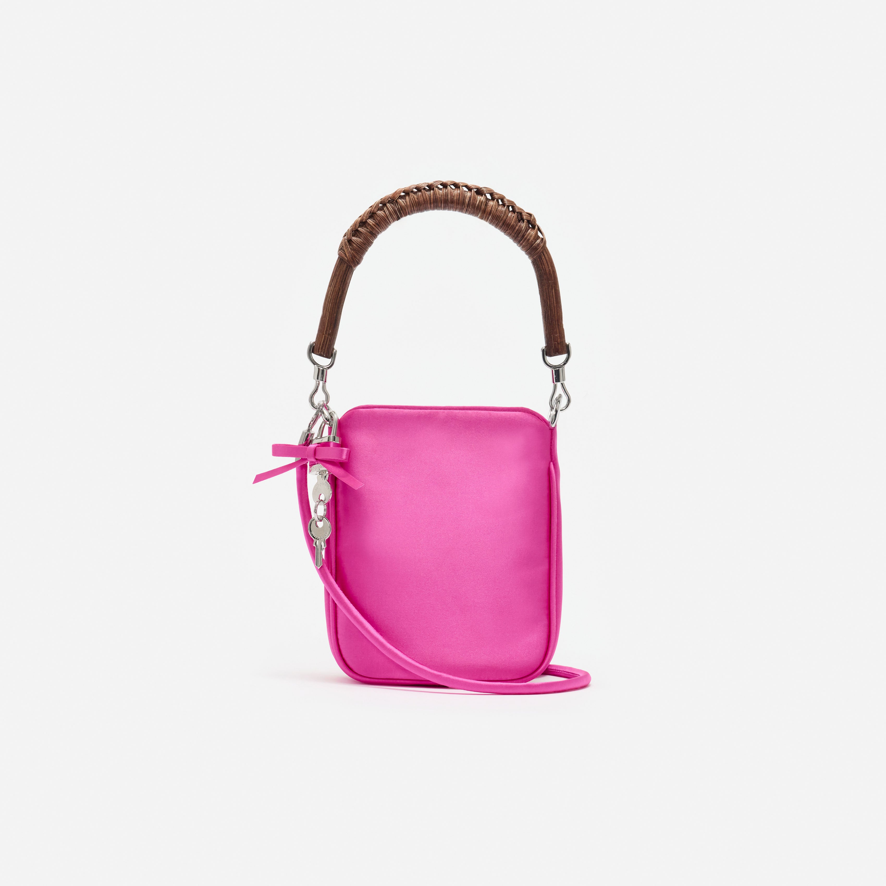 Self Portrait Pink Satin Mini Tote Tasche Pink One Size