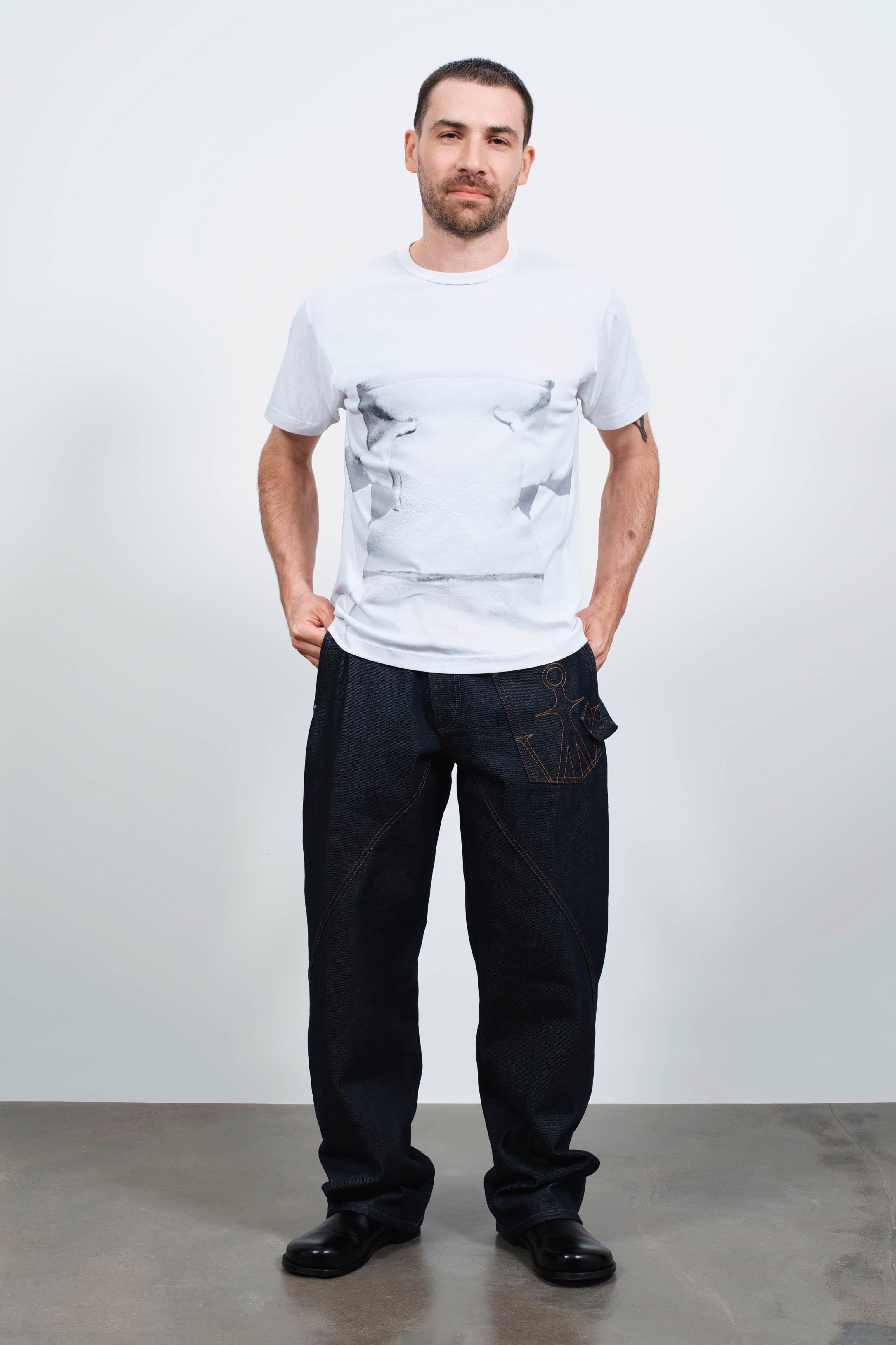 J.W. Anderson Gesture T-Shirt Weiß Jersey Print Herren
