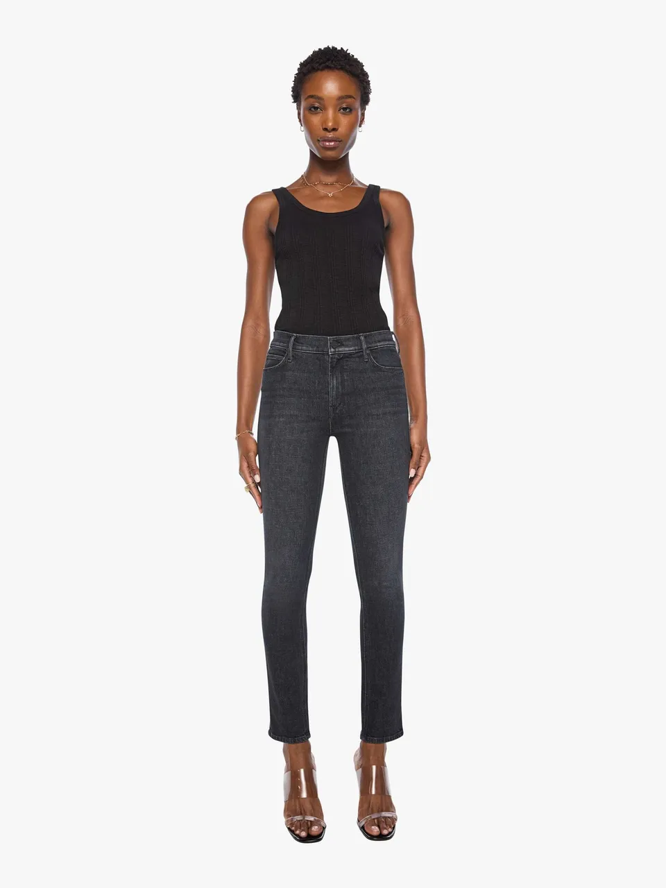 Mother Denim The Mid Rise Dazzler Skimp Jeans Schwarz