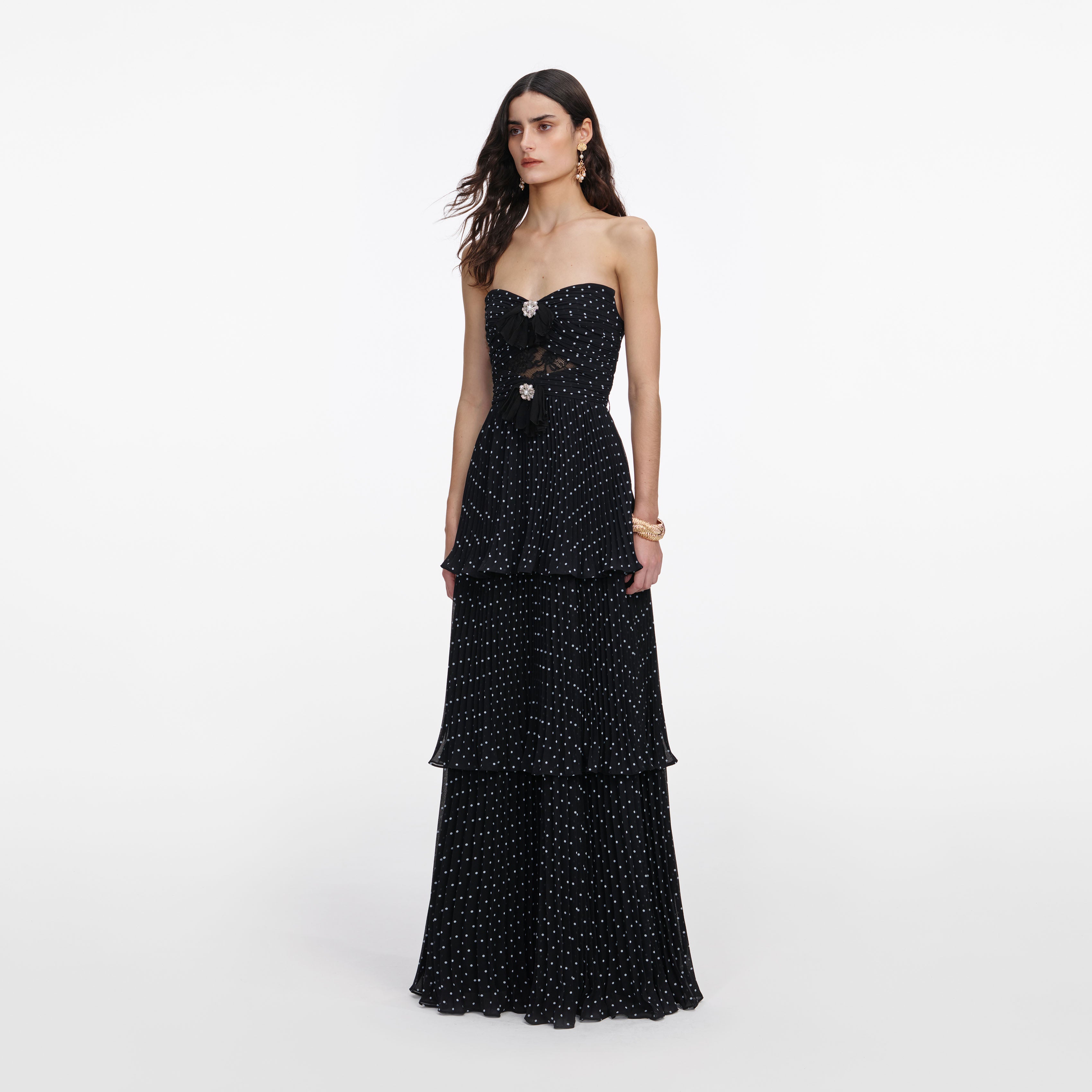 Self-Portrait Black Polka Dot Maxikleid Schwarz Gr. UK 4-16