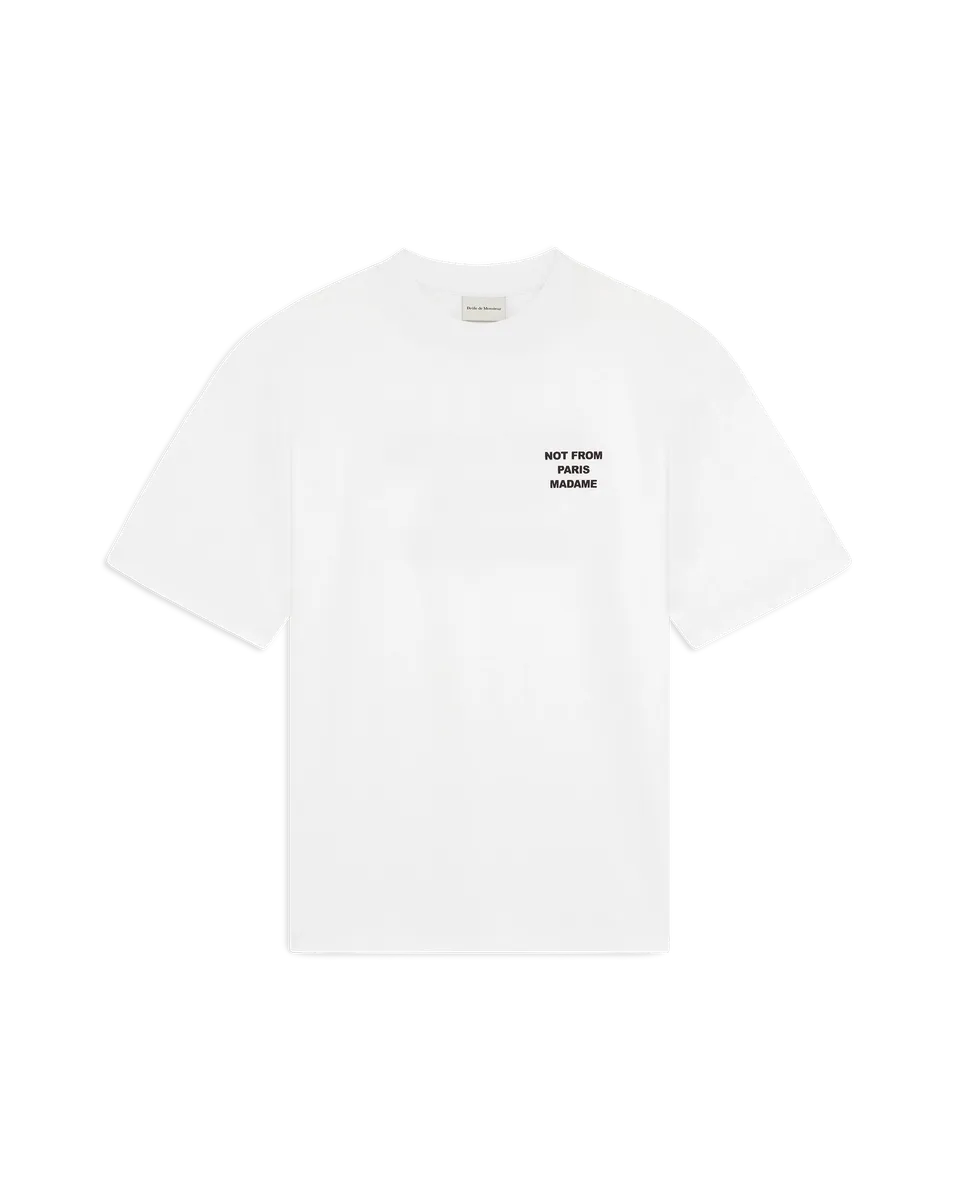 Drôle De Monsieur Slogan T-Shirt Baumwolle Weiß