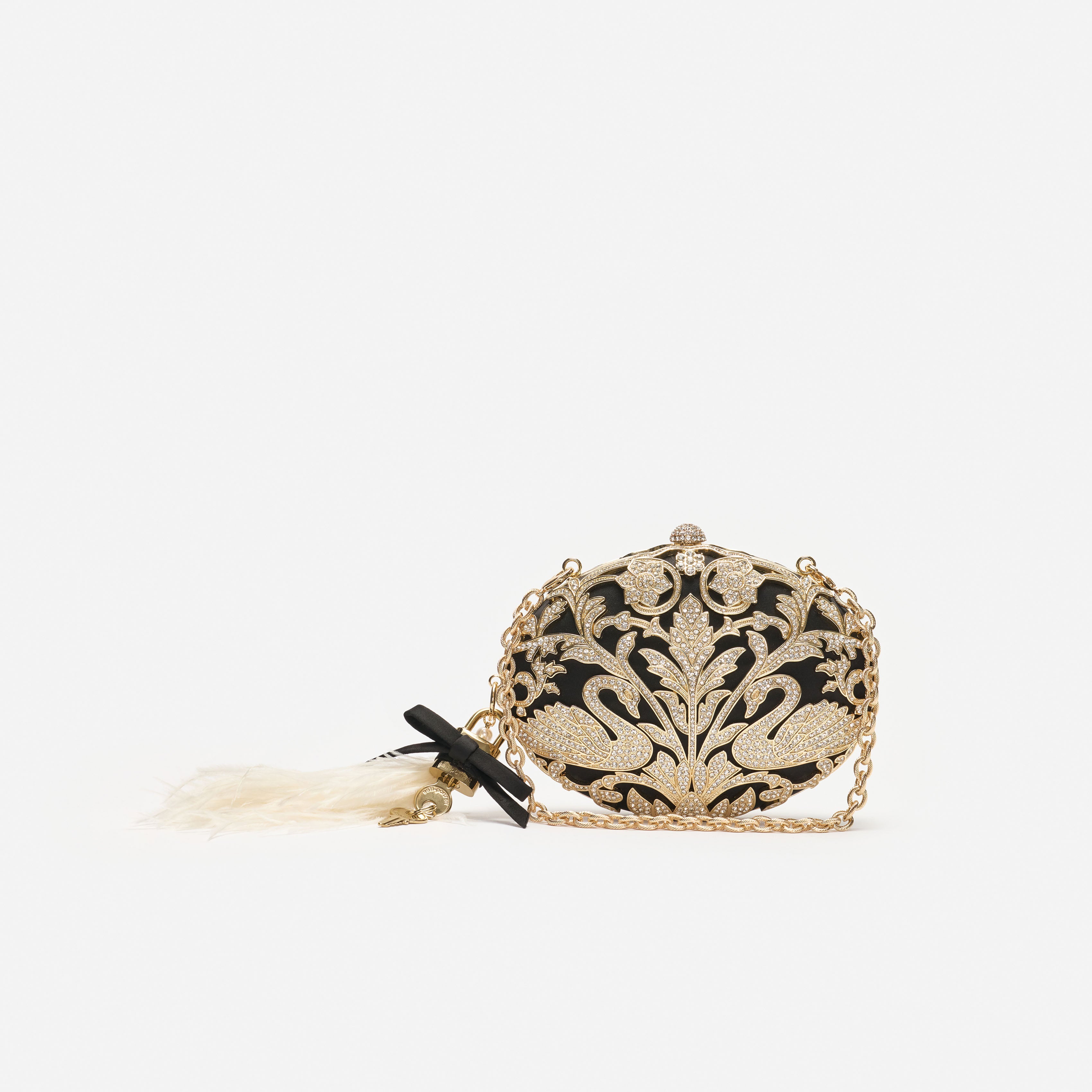 Self Portrait Oval Clutch Tasche Schwarz Kristall Satin