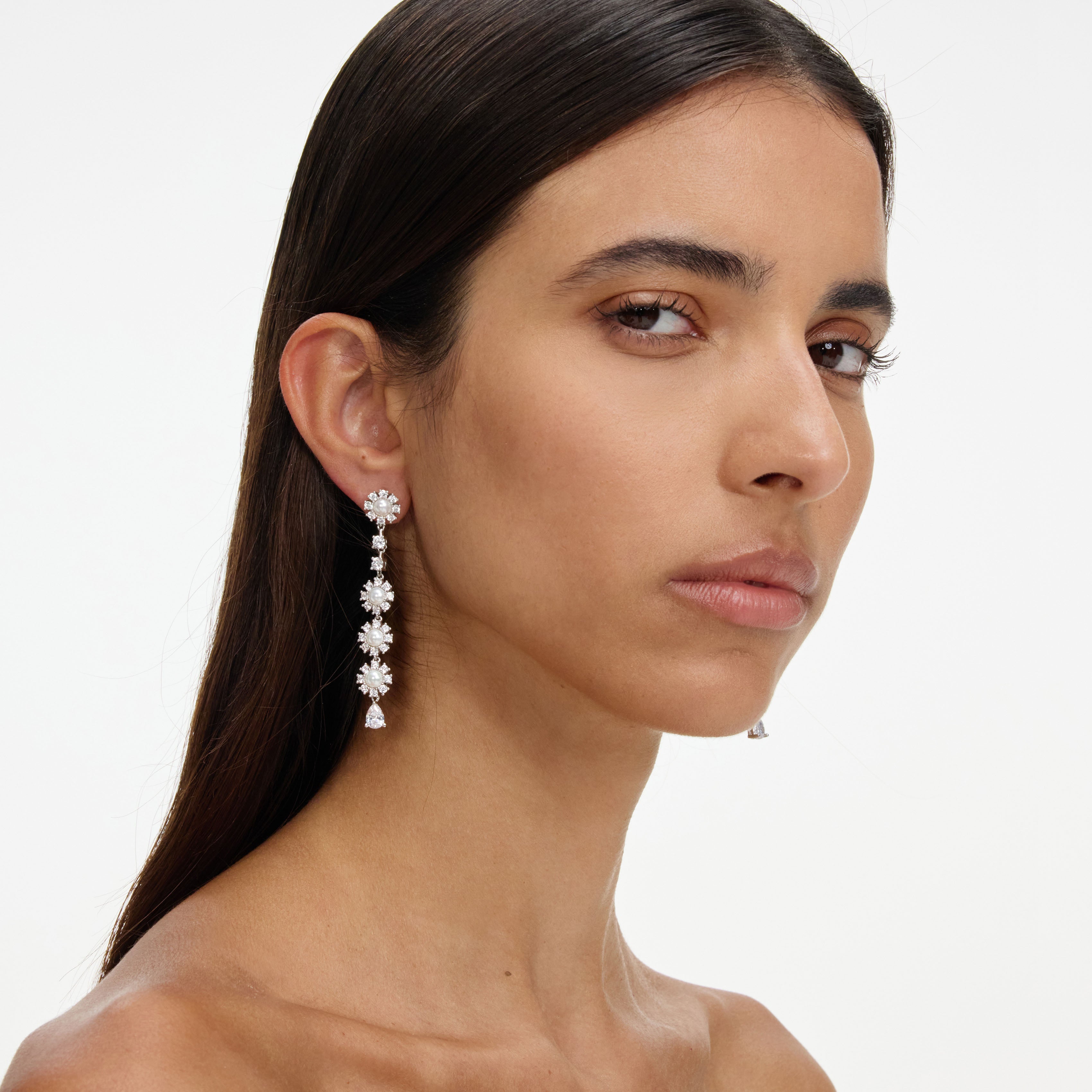 Self Portrait Jewellery Ohrringe Silber Perle Kristall