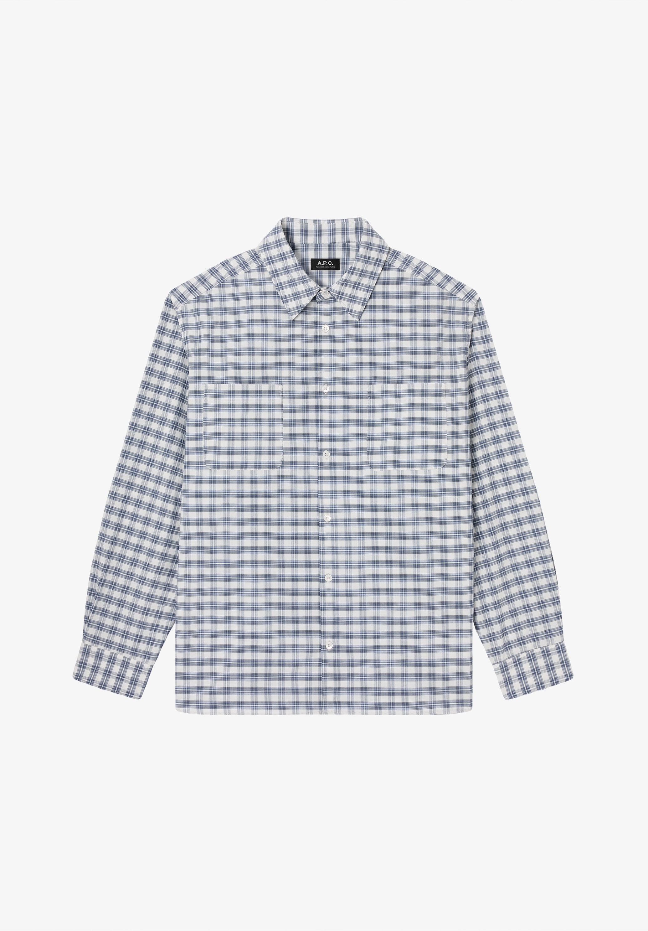A.P.C. Hemd Ecru Blau Karo Bio-Baumwolle Herren