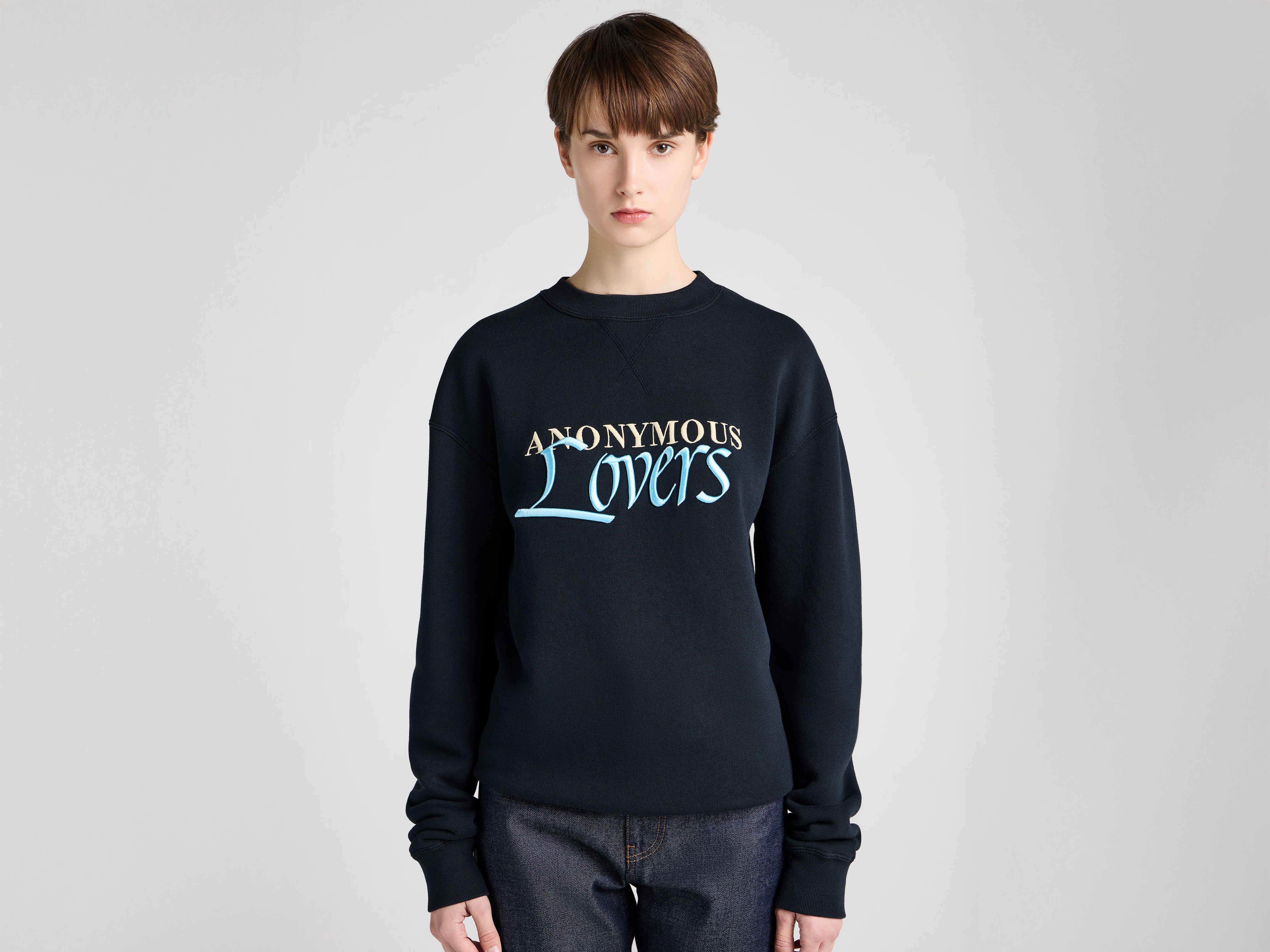 J.W.Anderson Anonymous Lovers Sweatshirt Damen Washed Black Stickerei