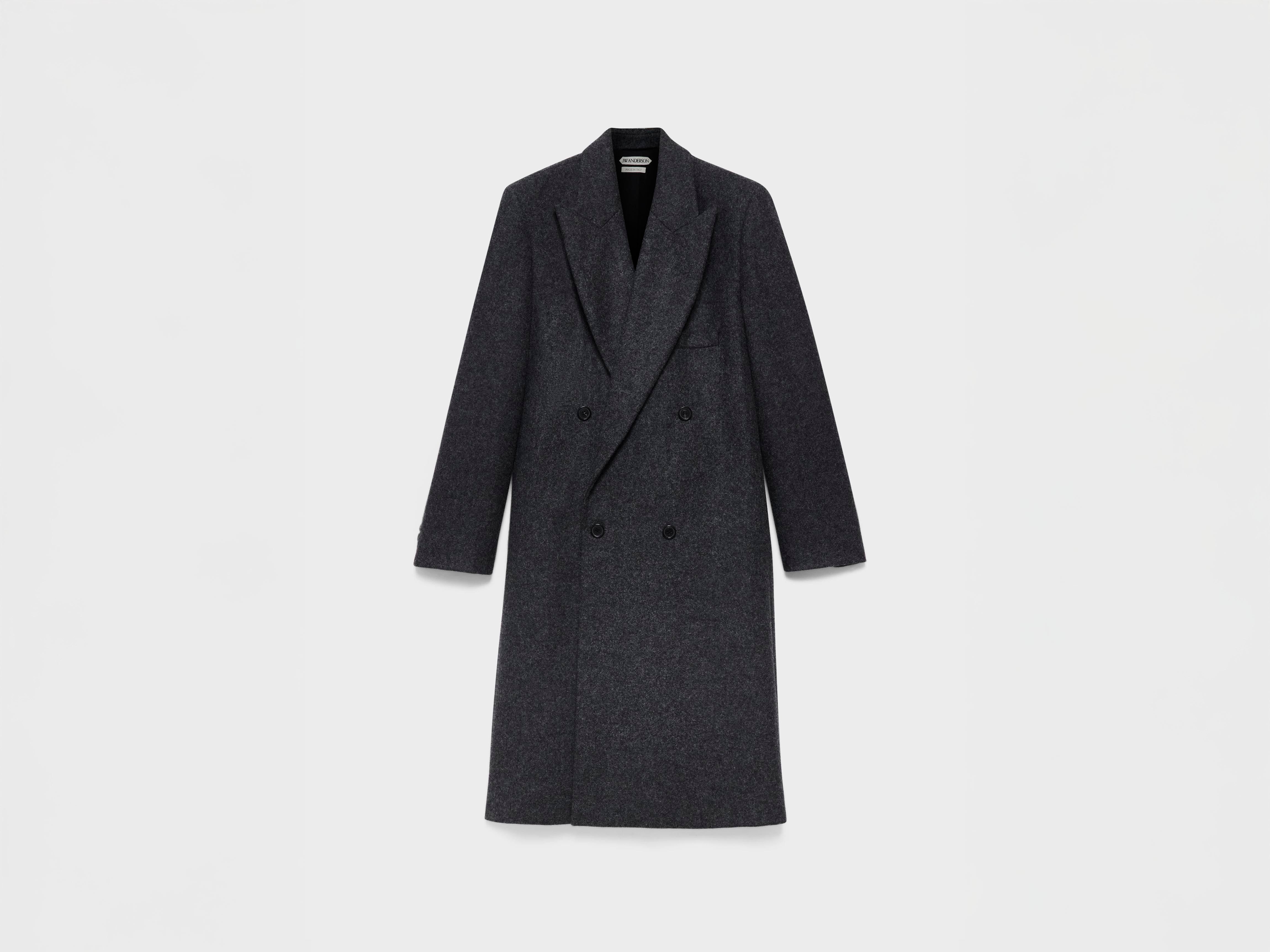 J.W.Anderson Double Breasted Coat Mantel Grau Melange Wolle