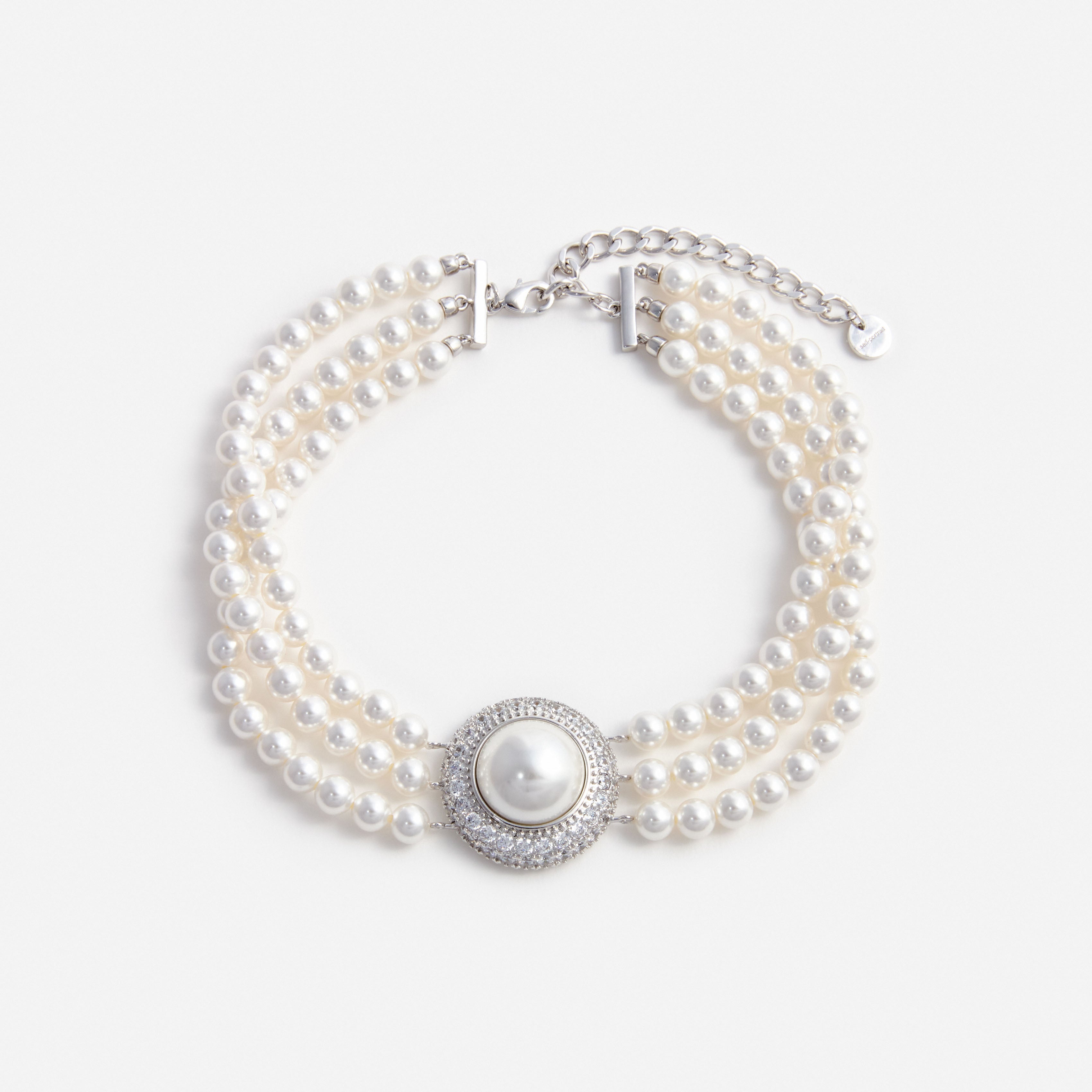 Self Portrait Small Crystal Pearl Choker Perlen Silber