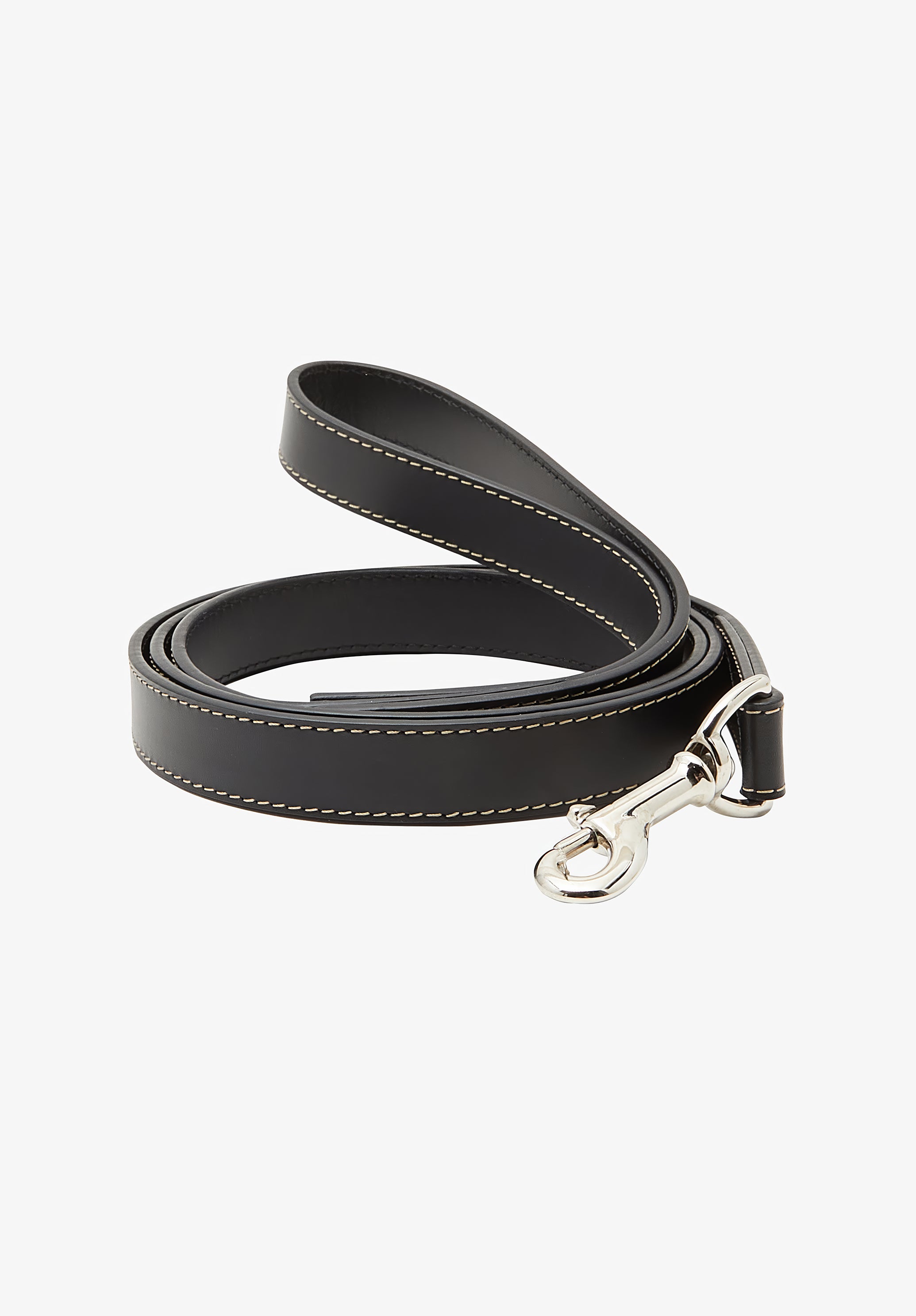 A.P.C. Toutou Hundeleine Leder schwarz mit Karabiner