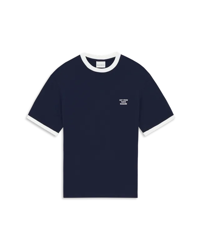 Drôle De Monsieur Contrasted Slogan T-shirt T-Shirt Navy Baumwolle