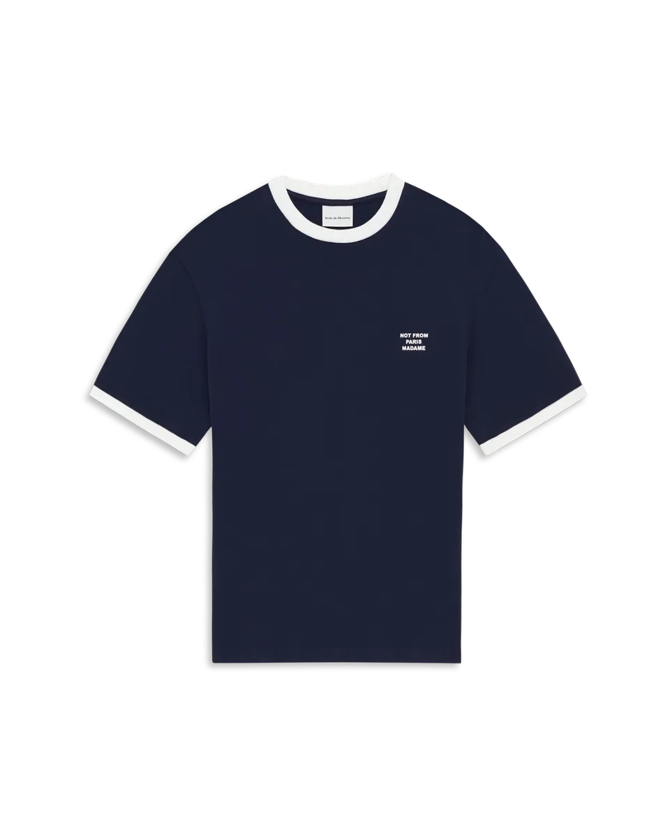 Drôle De Monsieur Contrasted Slogan T-shirt T-Shirt Navy Baumwolle