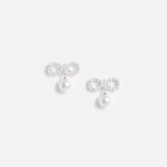 Self Portrait Jewellery Pearl Bow Ohrringe Creme One Size