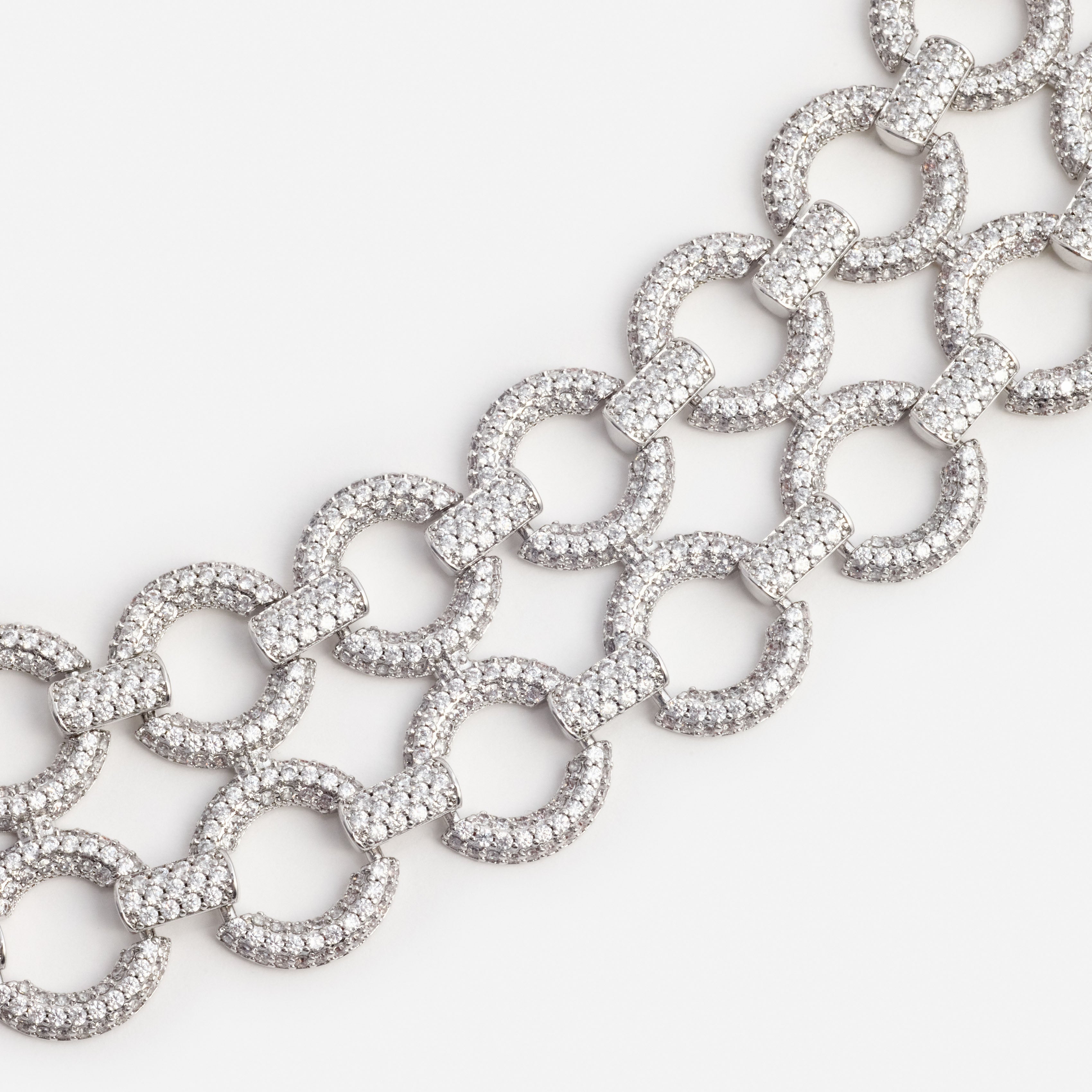 Self Portrait Jewellery Double Crystal Link Bracelet Armband Silber