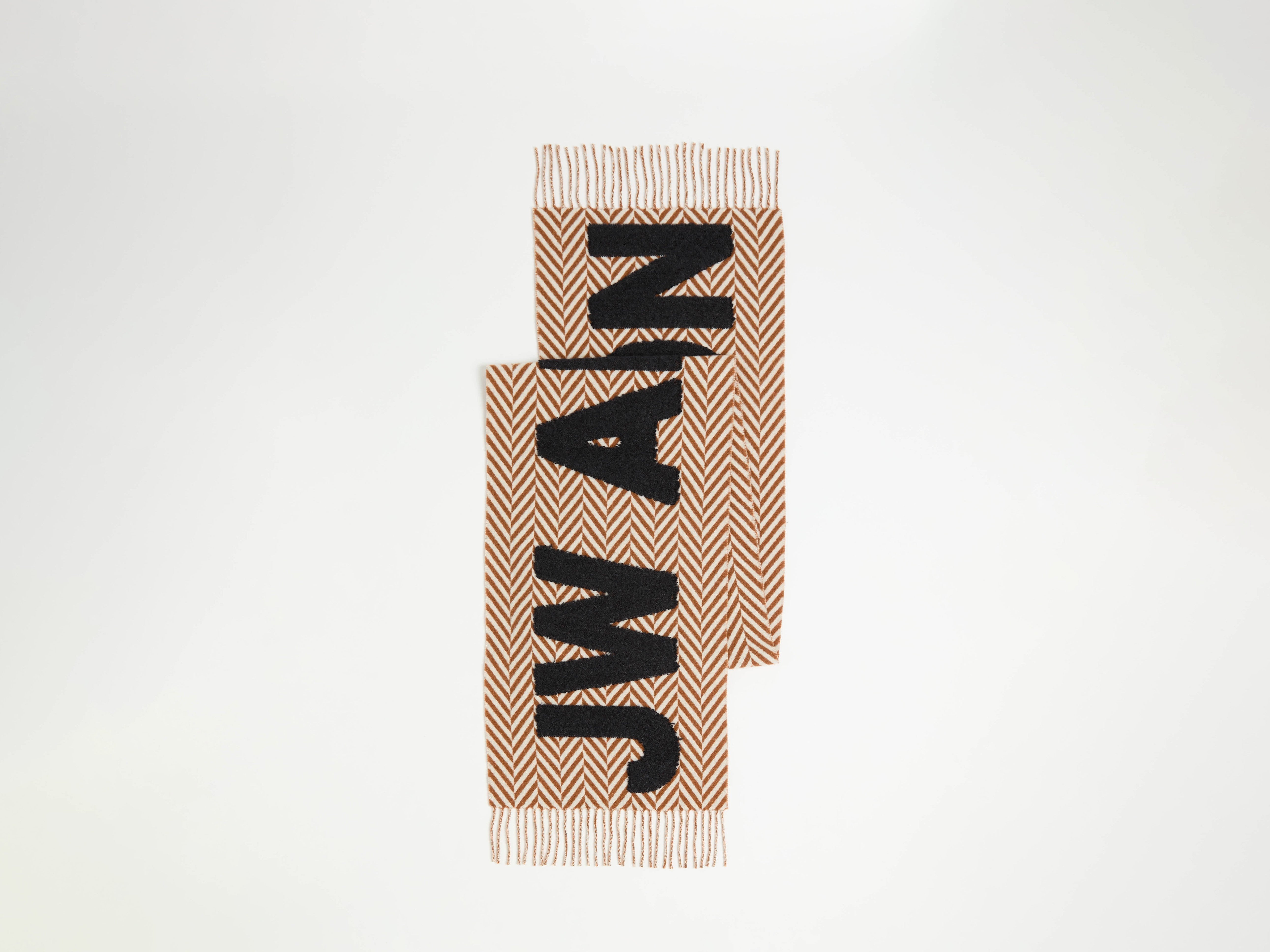 J.W.Anderson Herringbone Logo Schal Brown White Chevron