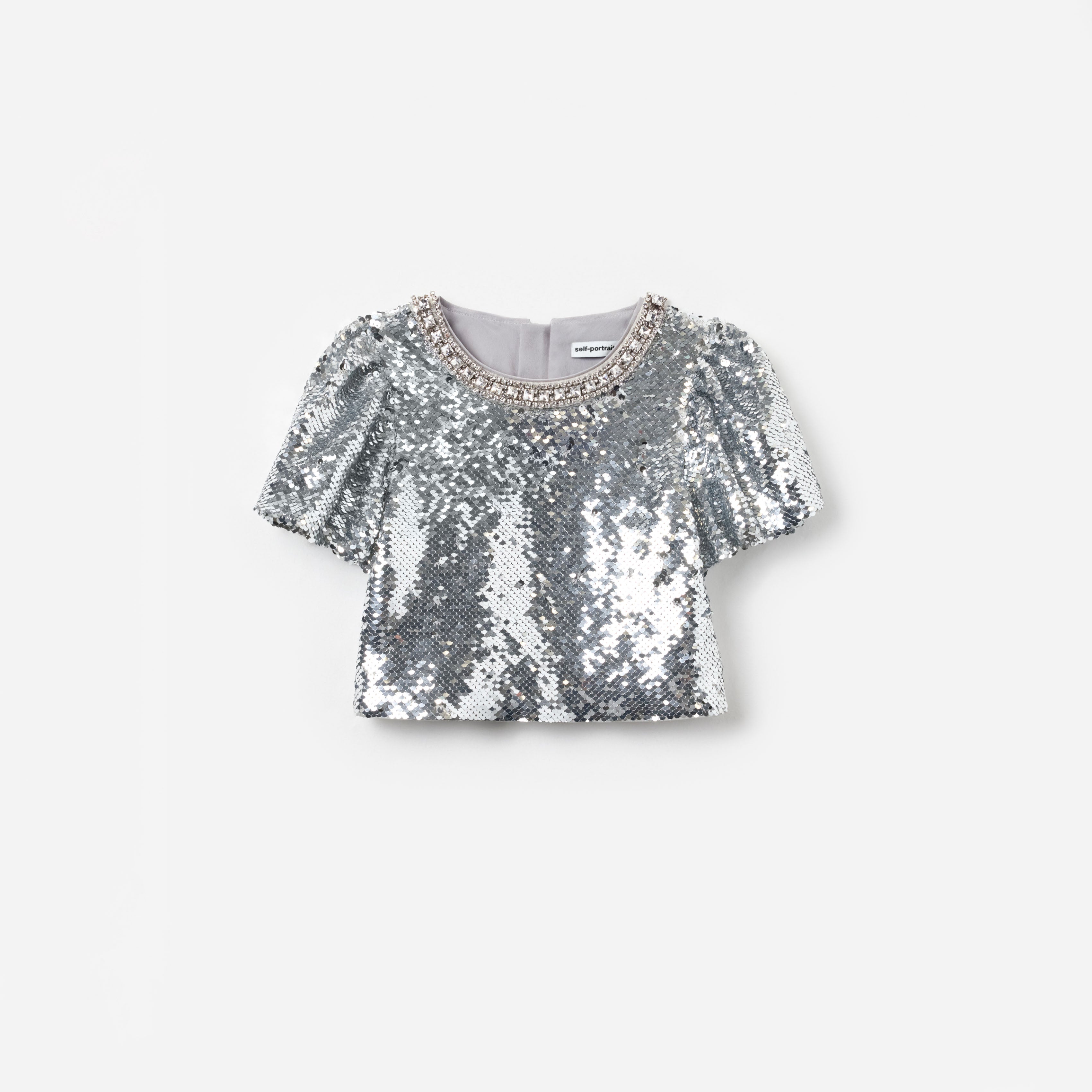 Self Portrait Silver Sequin Top Age 5/6 Silber Pailletten