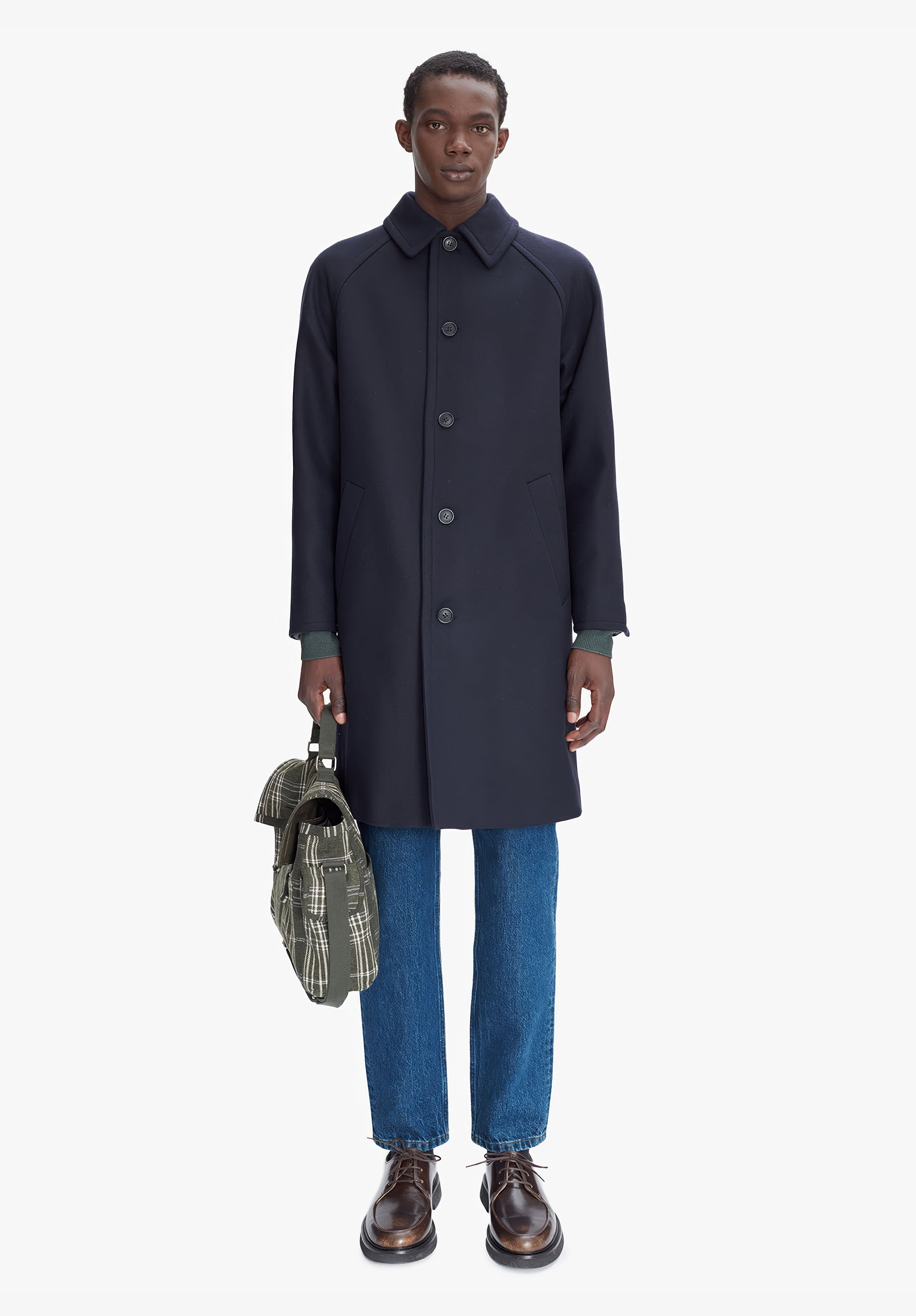 A.P.C. Mantel Gaston Wolle Knielang Italien Gr. M Raglan