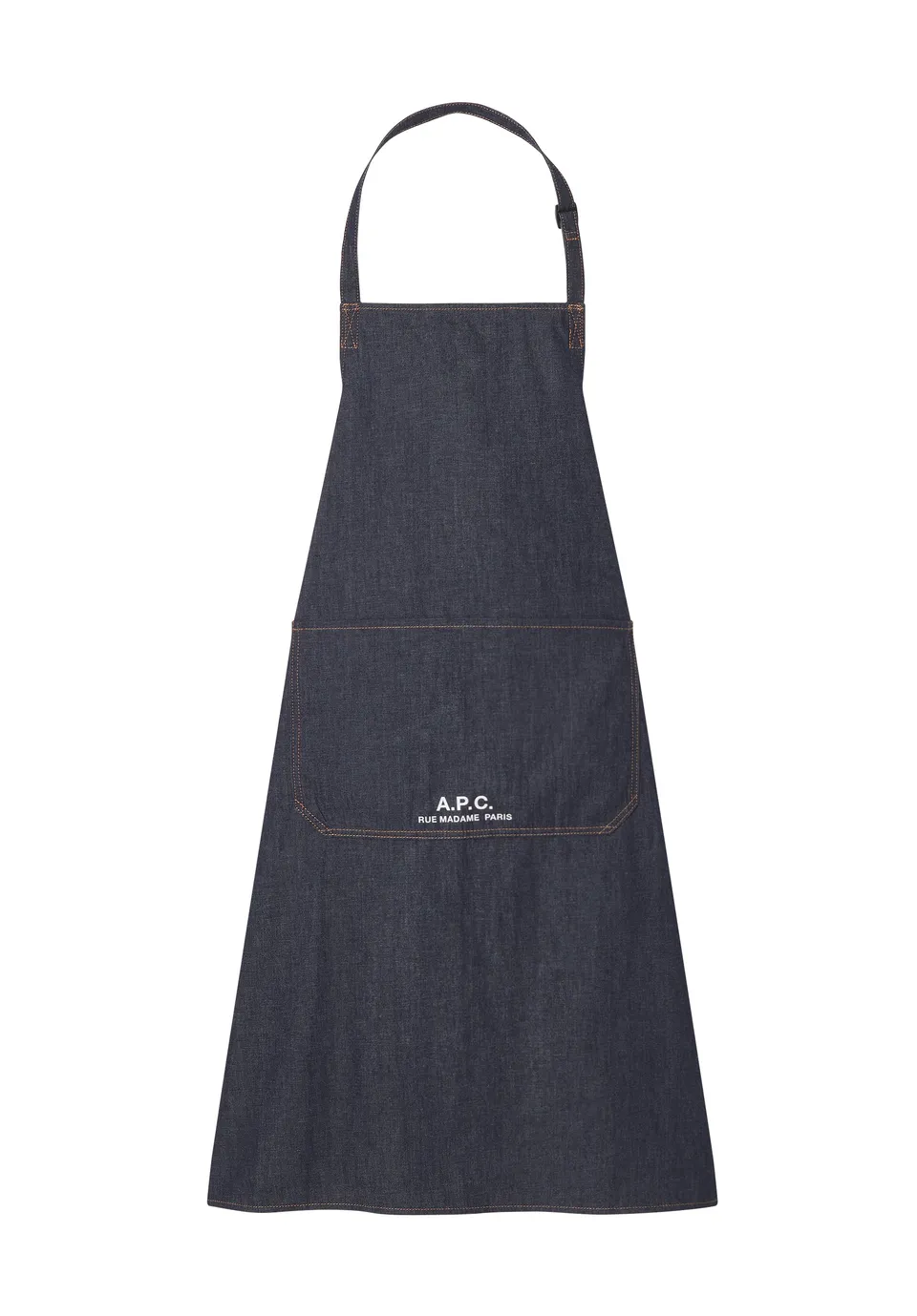 A.P.C. Schürze TU mit Tasche und Gold-Stickerei