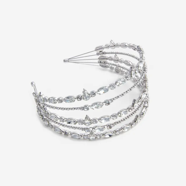 Self Portrait Crystal Haarreif Silber One Size Strass