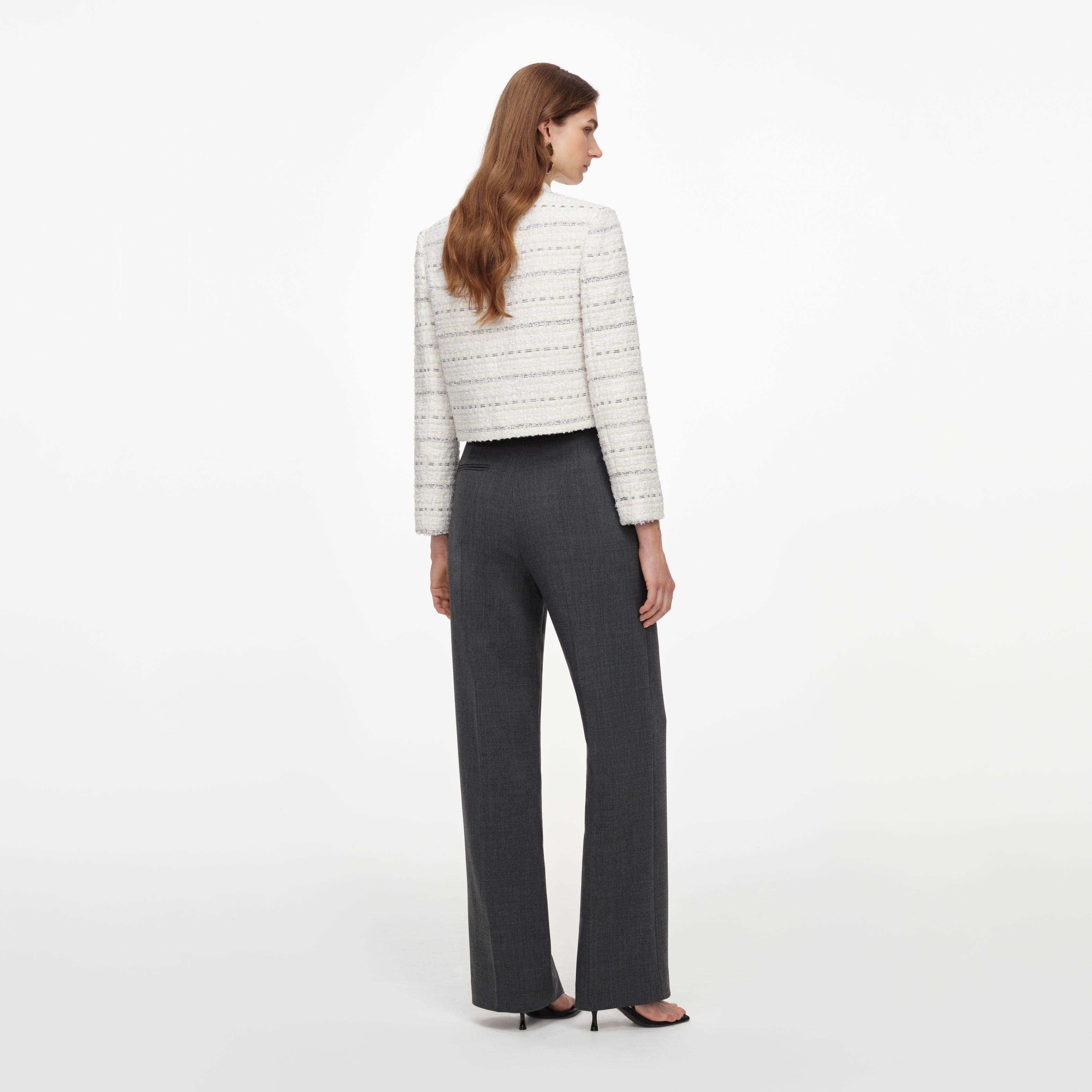 Self Portrait White Boucle Boxy Jacke Weiß Boucle