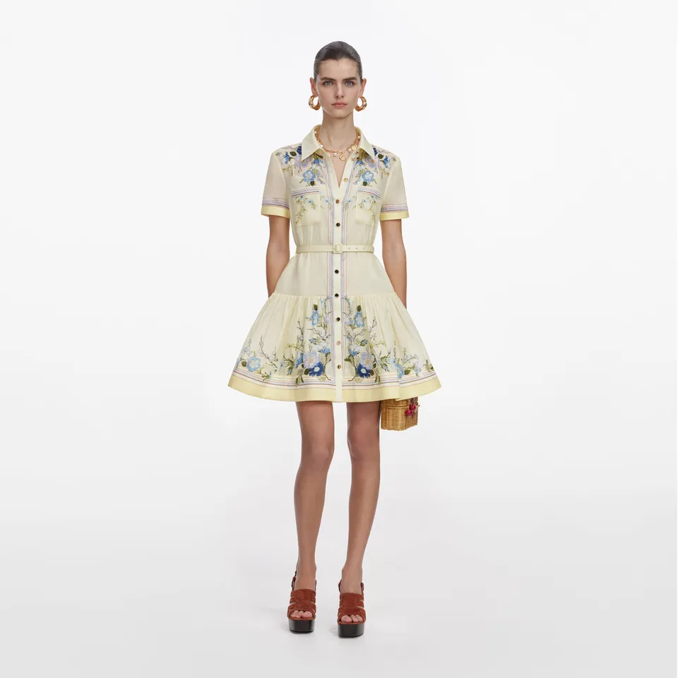 Self Portrait Yellow Floral Organza Minikleid Gelb Blumen