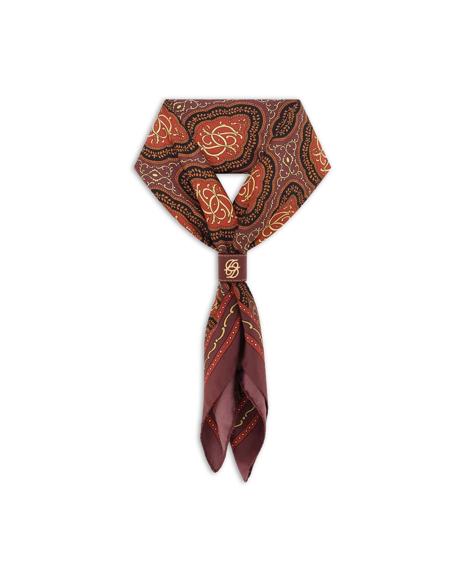 Drôle De Monsieur Le Foulard Soie Médaillon Seidentuch Burgund 60x60