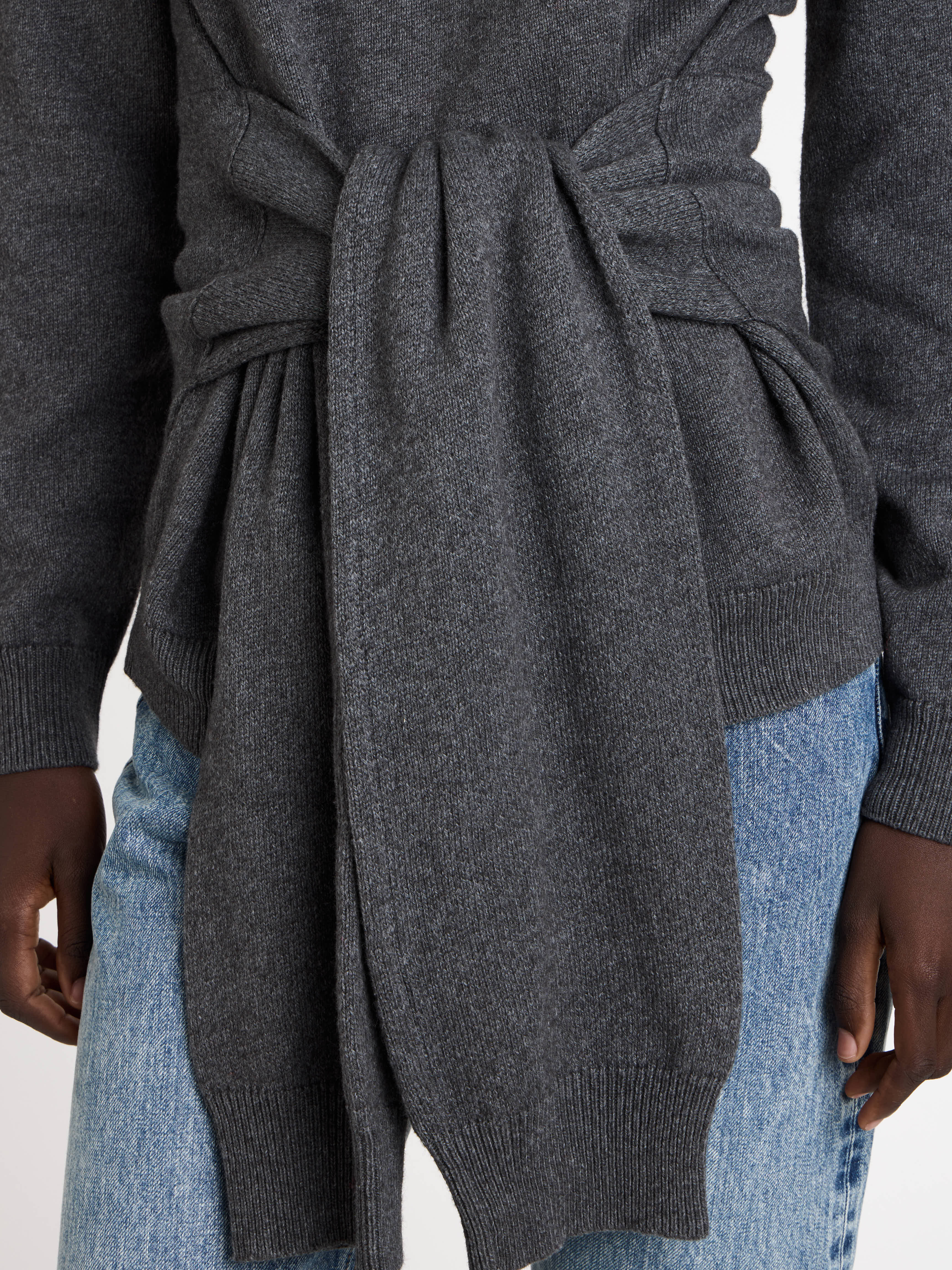 J.W.Anderson Sleeve-Tie Jumper Charcoal Melange Damen