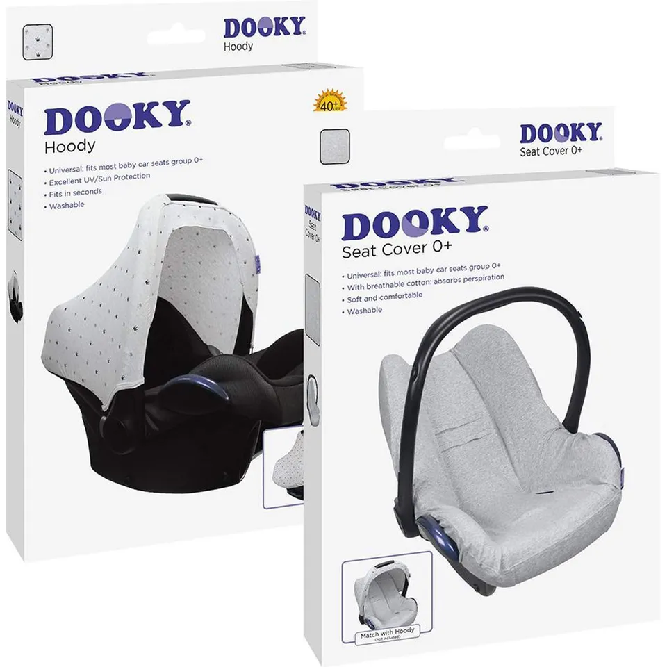 Dooky Hoody Combi Pack Sonnenschutz Babyschale Light Grey Crown Hellgrau