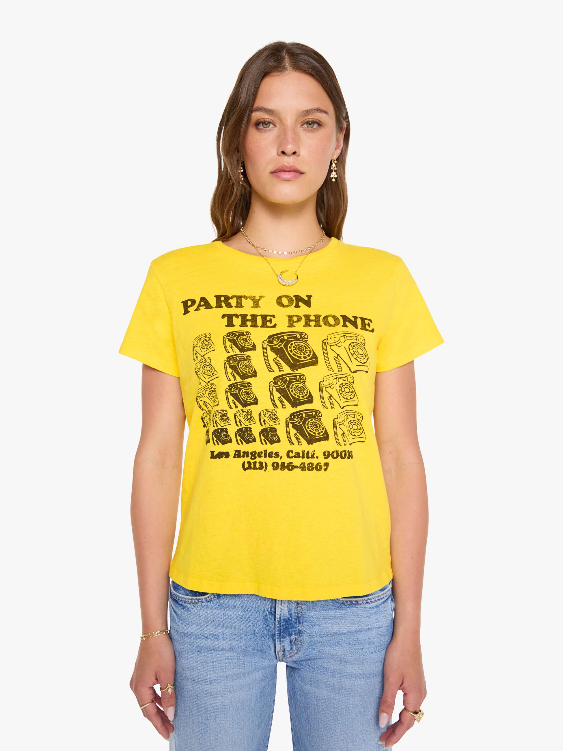 Mother The Lil Goodie Goodie T-Shirt Party On The Phone Gelb