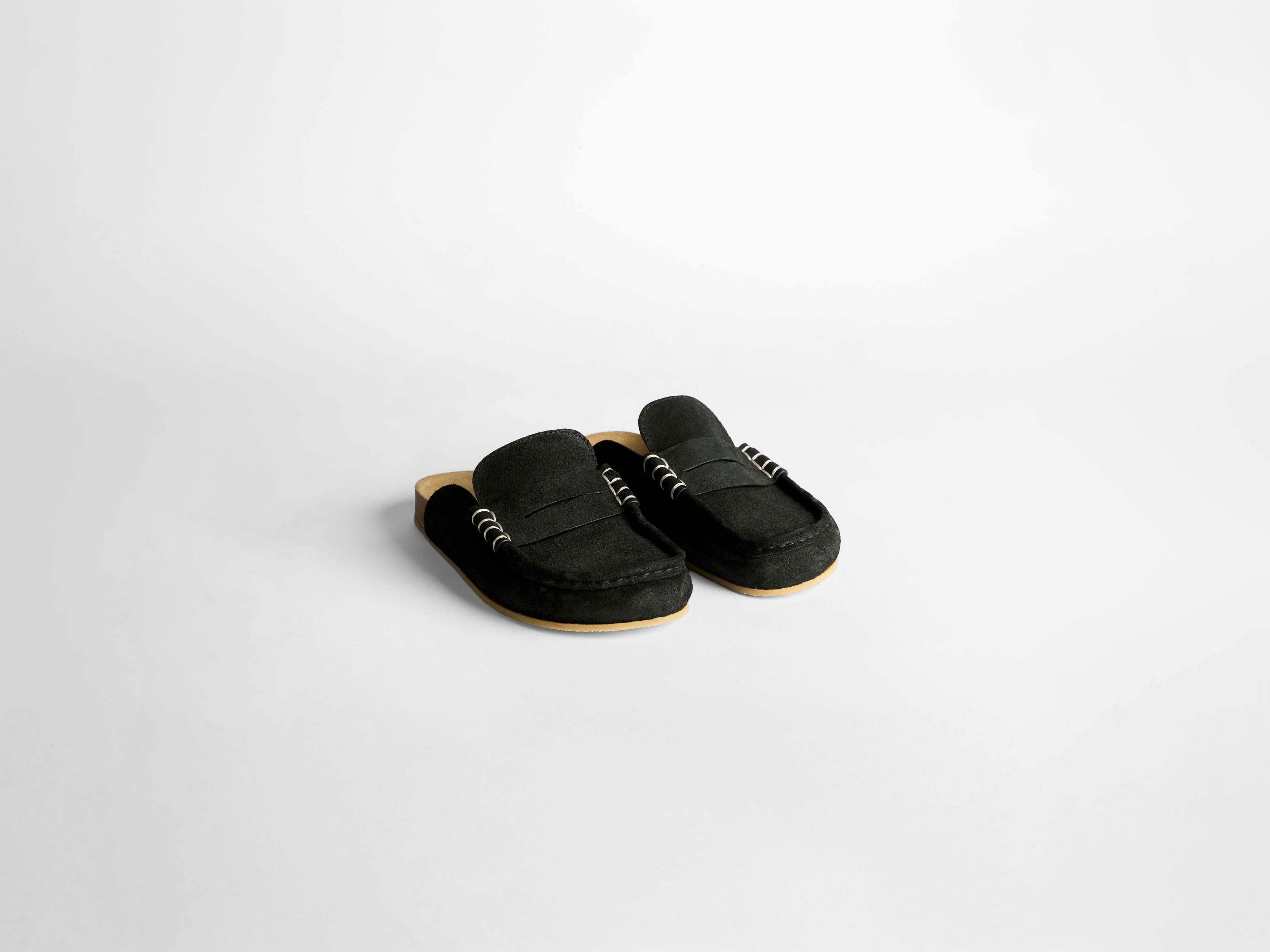J.W.Anderson Stitch Loafer Mules Damen Schwarz Suede