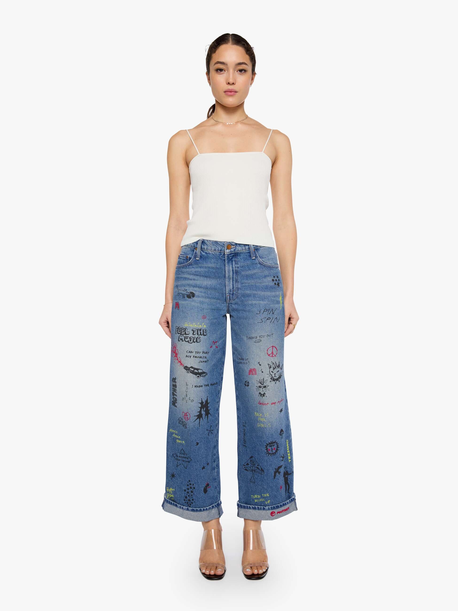 MOTHER SNACKS! Smoothie Flood Cuff Jeans Tootsie Mittelblau