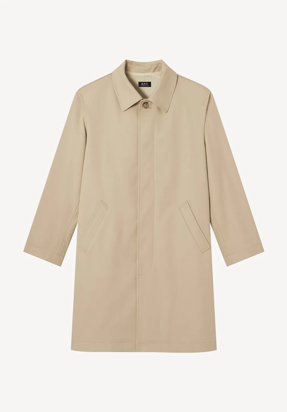 A.P.C. Mac Baumwollgabardine Mantel beige Bio-Baumwolle
