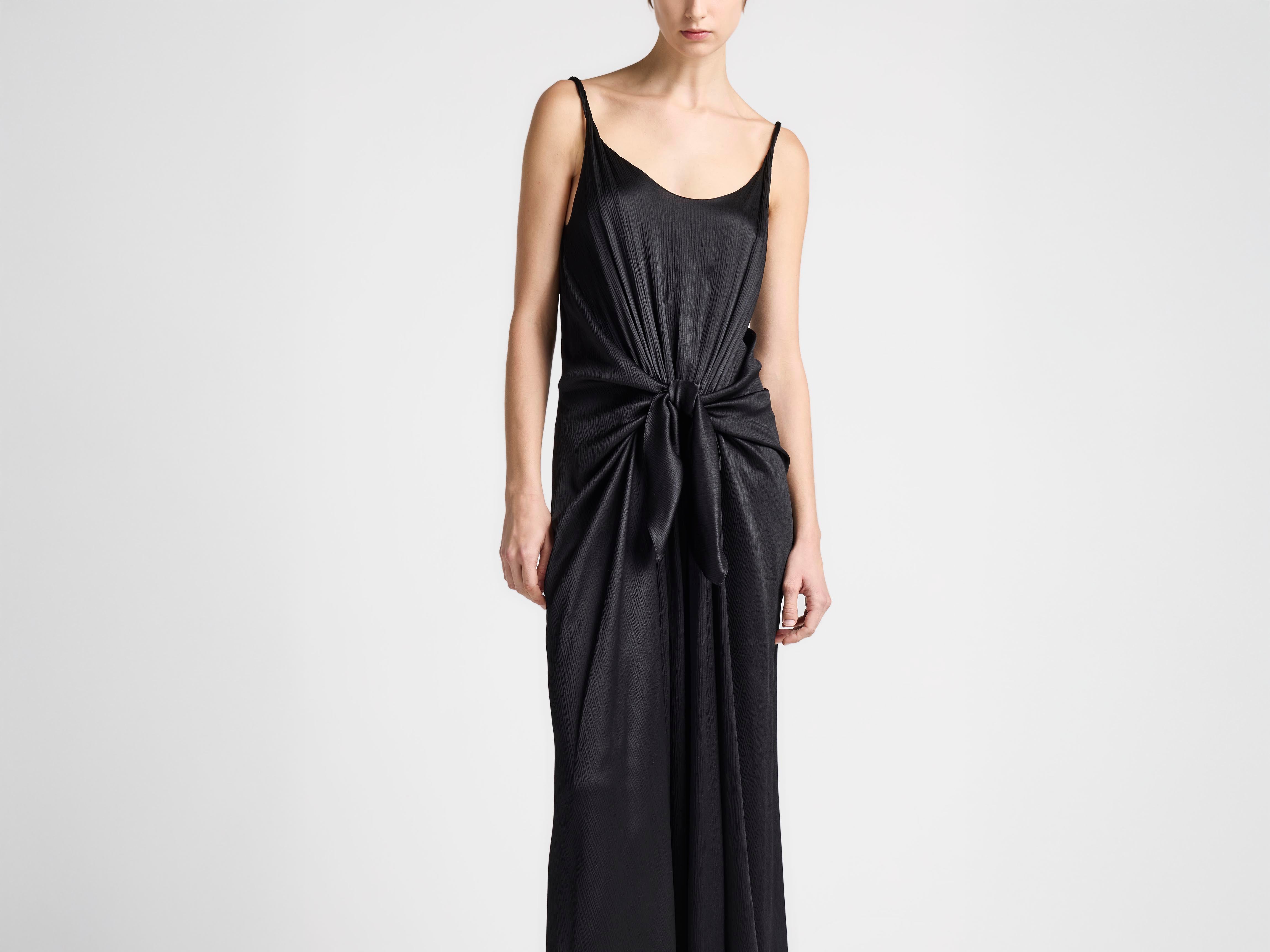 J.W. Anderson Knotted Waist Longline Kleid Schwarz Seide