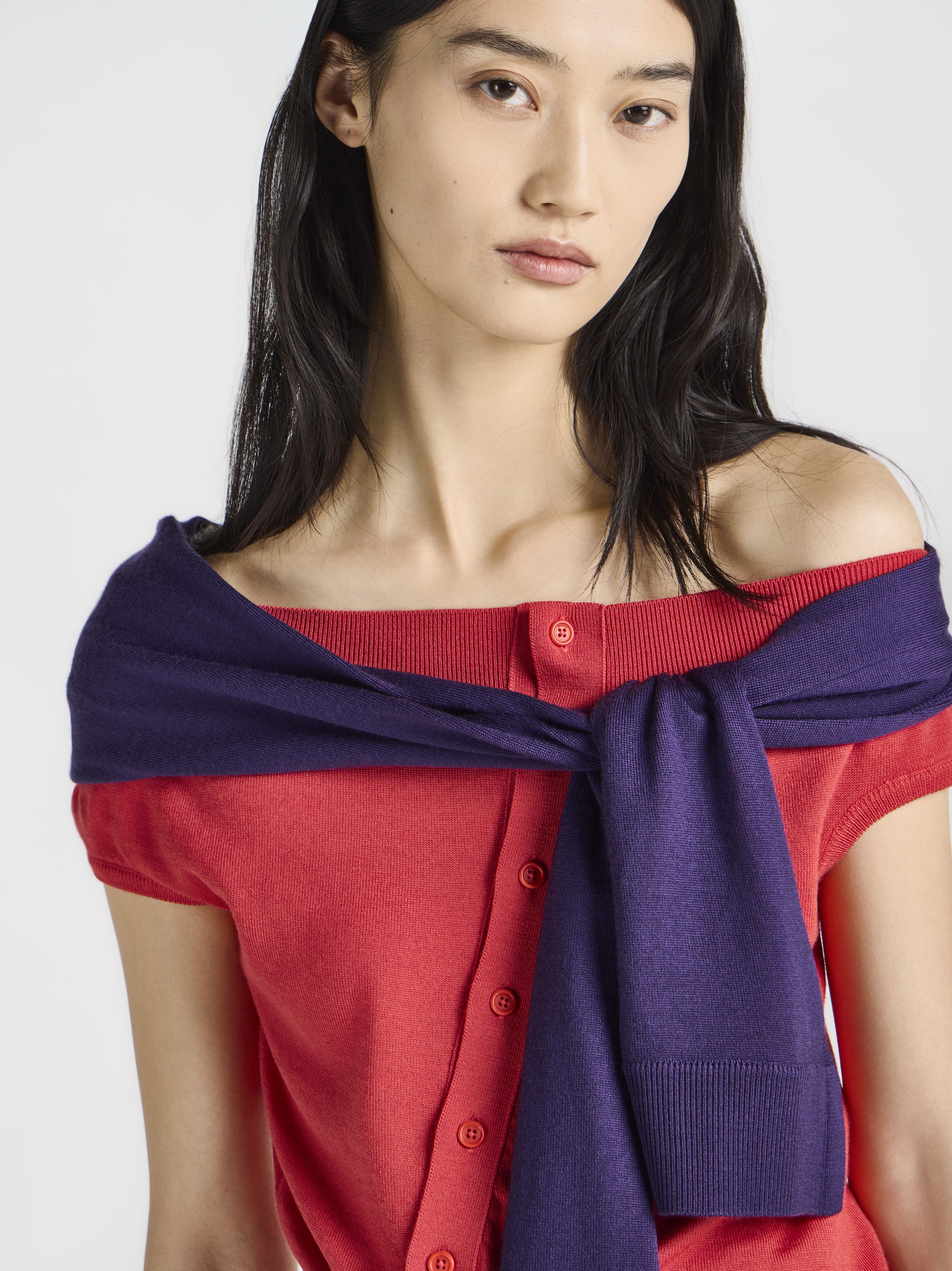 J.W.Anderson Off Shoulder Tank Top Rot Violett Merino