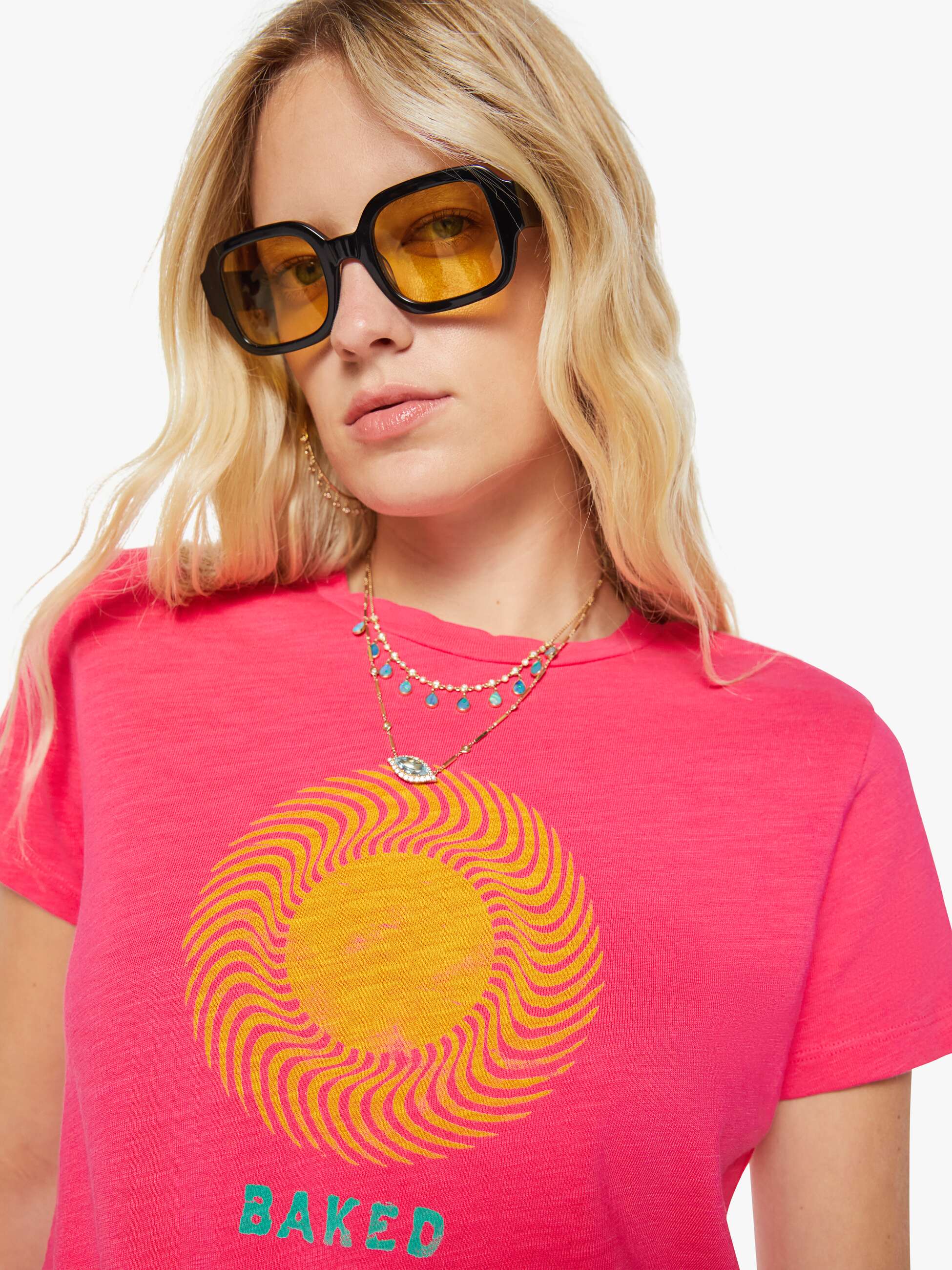 Mother The Sinful Baked T-Shirt Rosa Sonne Baumwolle