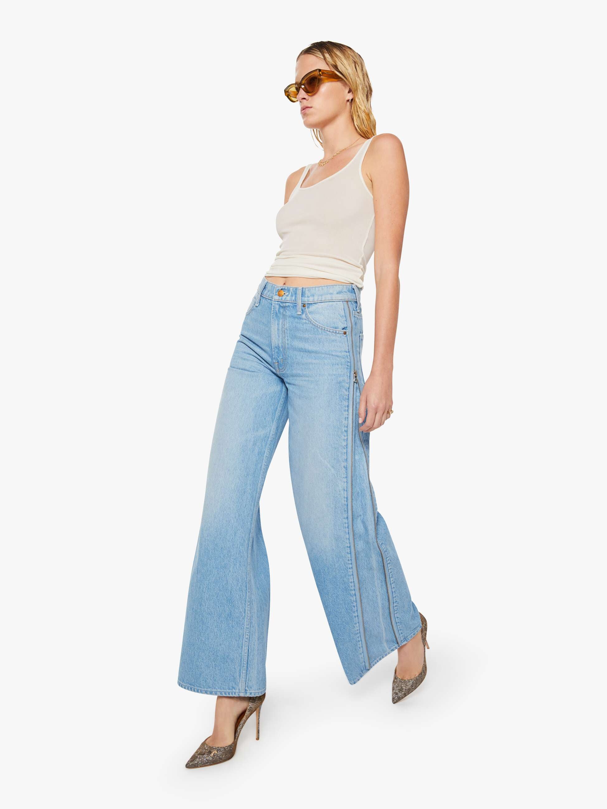 Mother Snacks Side Zip Slung Sneak Jeans Munchies