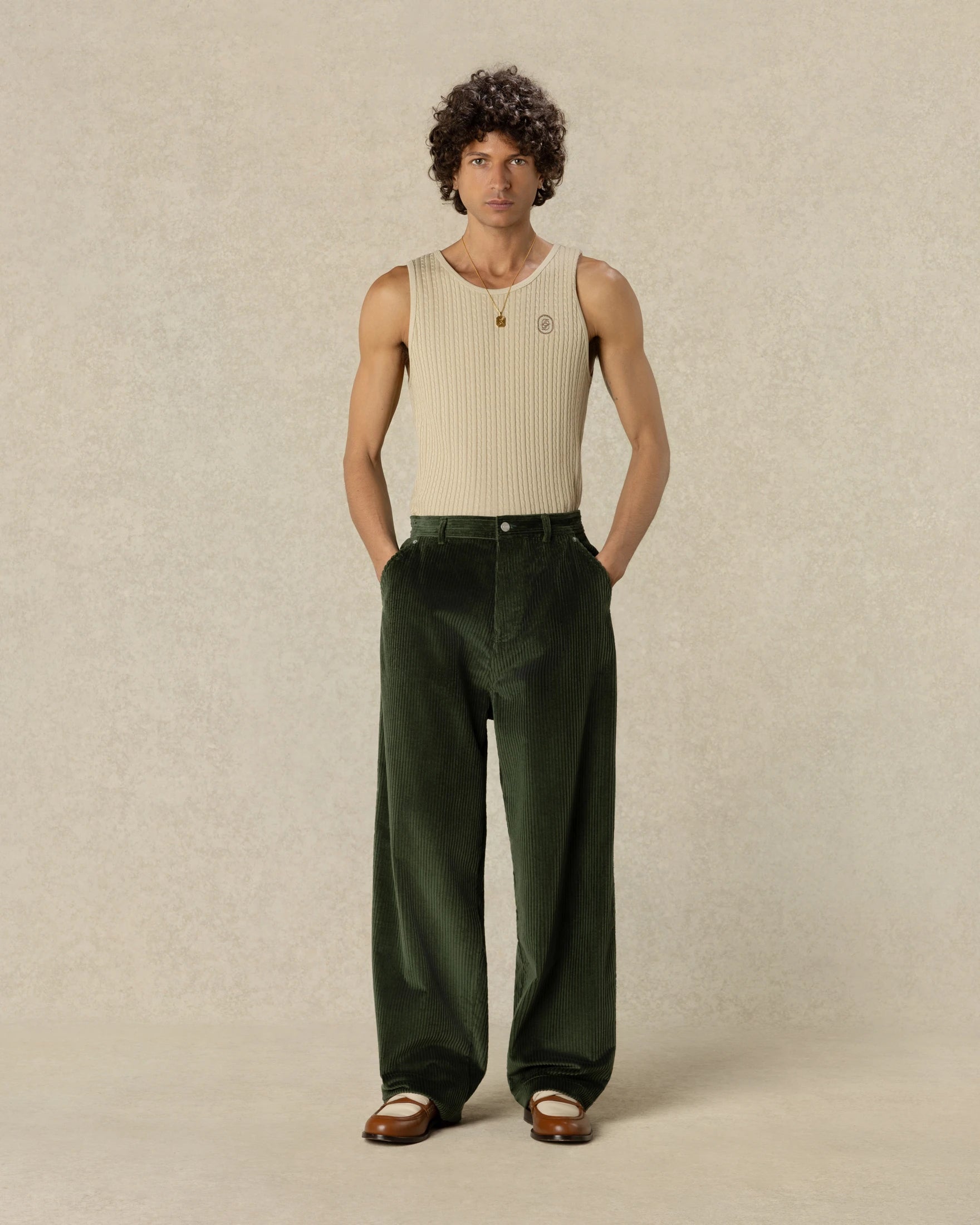 Drôle De Monsieur Corduroy Carpenter Pants Cordhose Grün