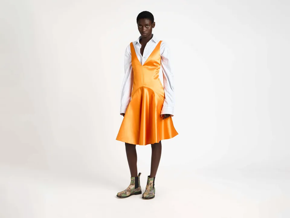 J.W.Anderson Draped Skirt Dress Satsuma Satin Damen