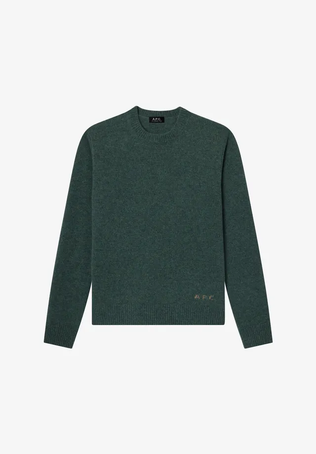 A.P.C. Wollpullover meliert grün Rundhals Wolle