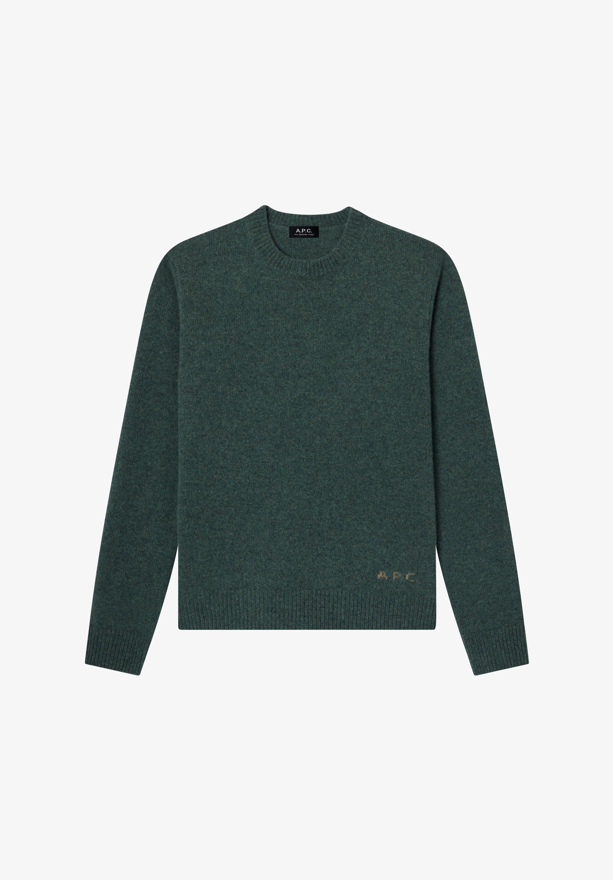 A.P.C. Wollpullover meliert grün Rundhals Wolle