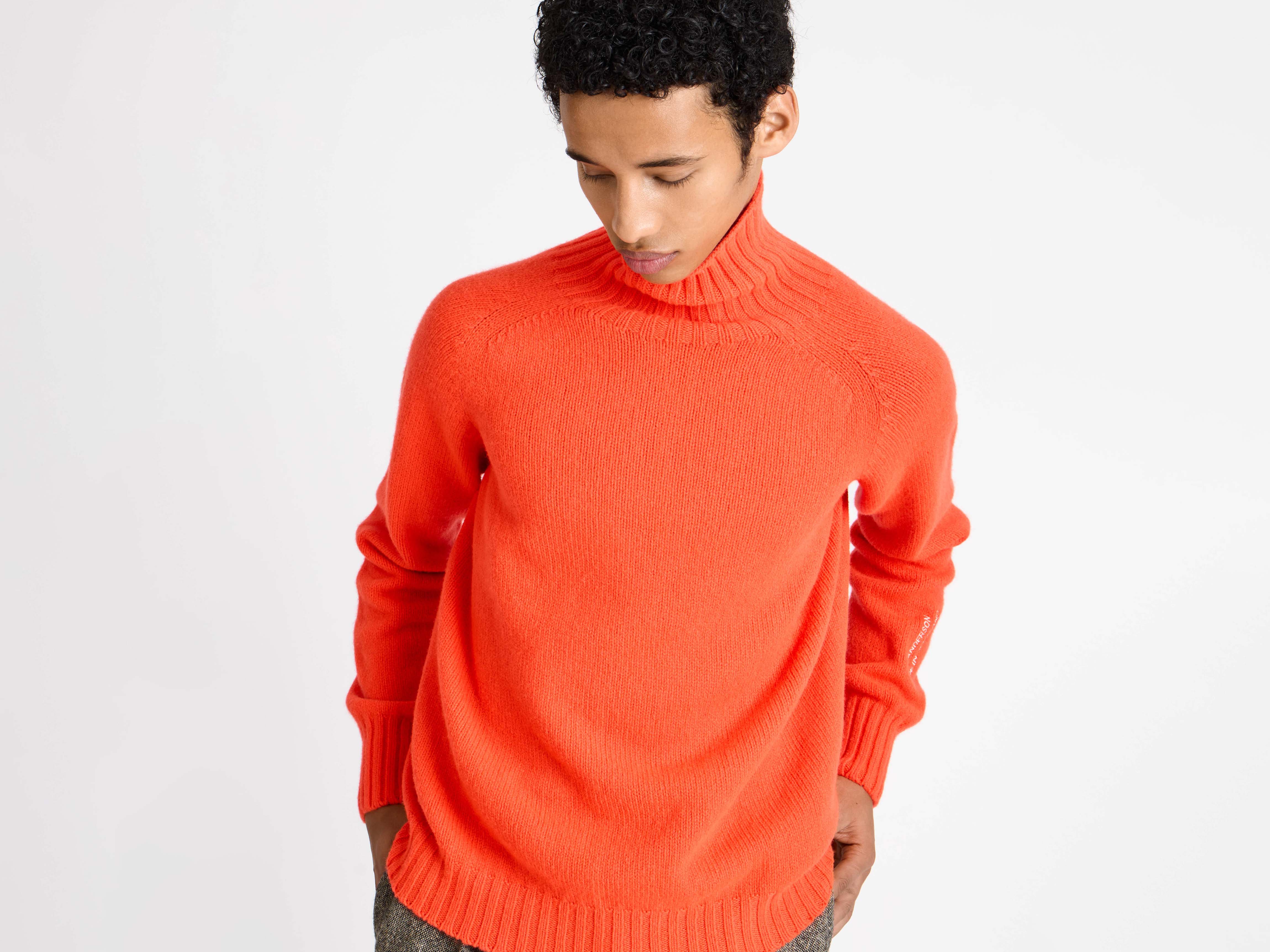 J.W.Anderson Knitwear Rollkragenpullover Herren Neon Orange Wolle