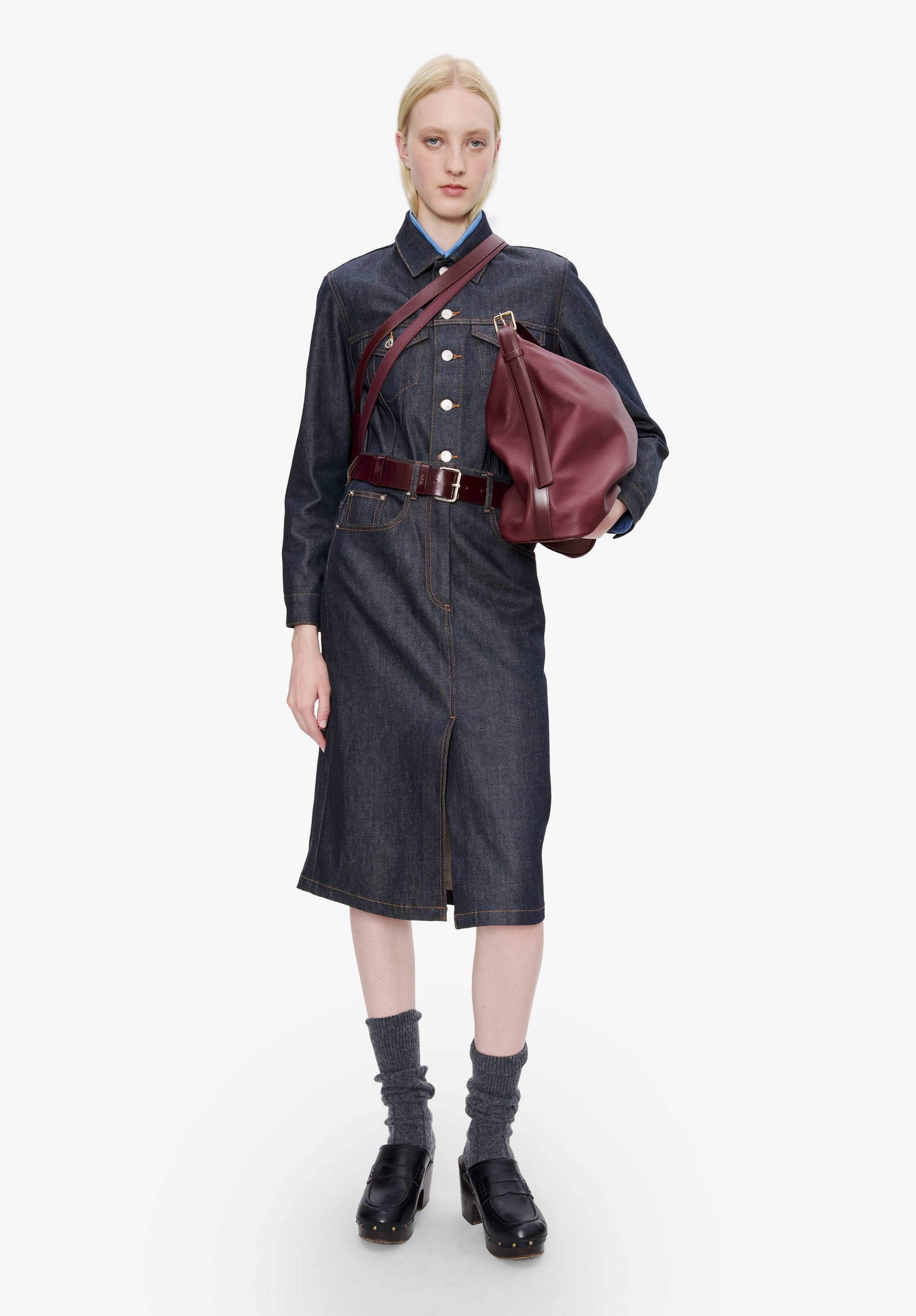 A.P.C. Rock Lizzie Denimrock blau, japanischer Denim, mittelalteilig mittellang