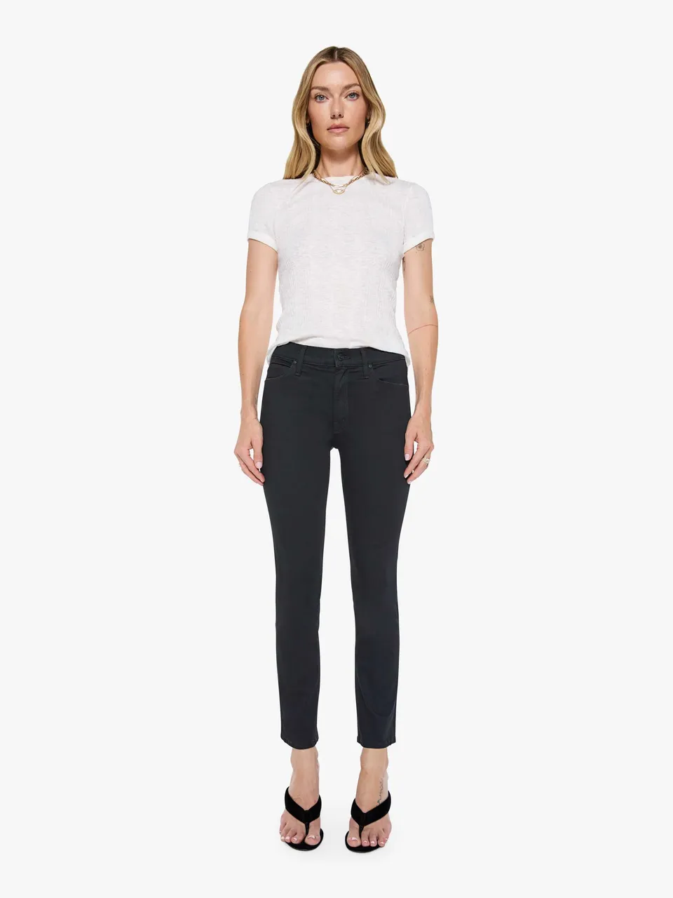 Mother Mid Rise Dazzler Ankle Jeans Schwarz Not Guilty