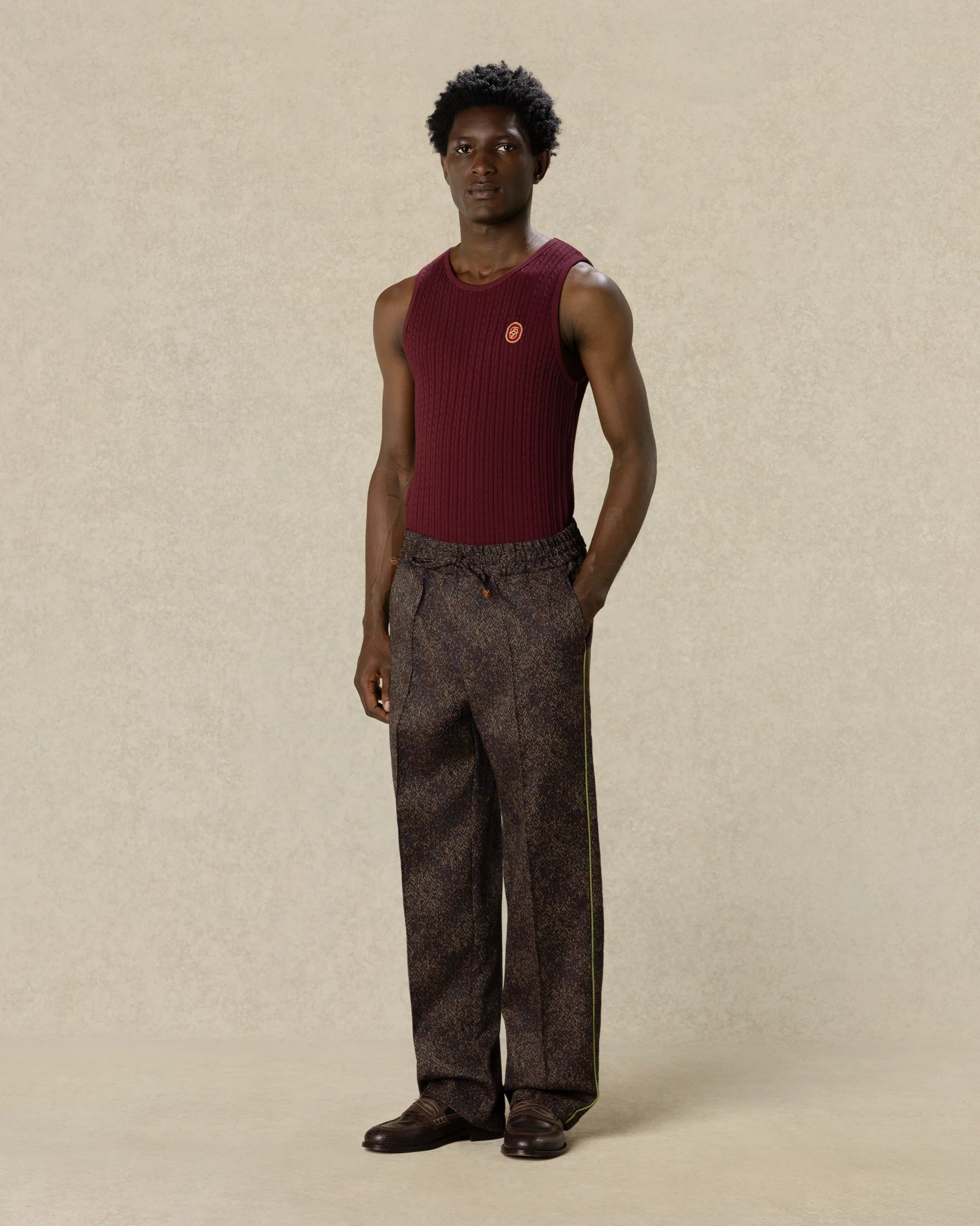 Drôle de Monsieur Jacquard Hose Bordeaux Wolle Elastikbund