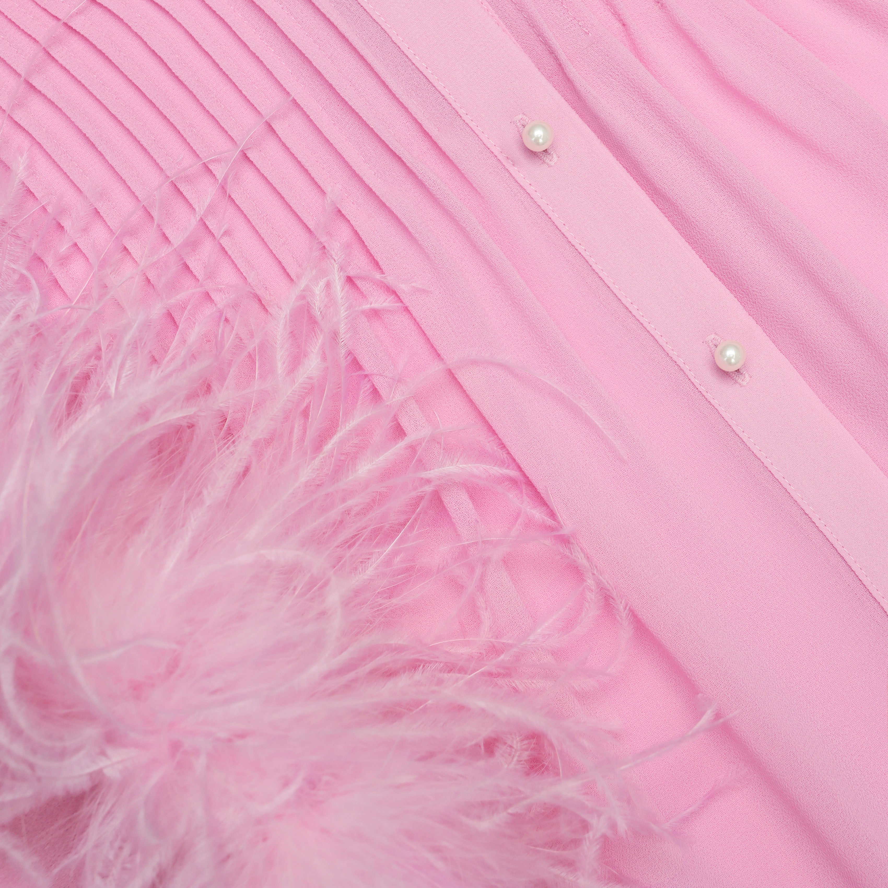 Self Portrait Pink Georgette Feather Maxikleid Pink Feder