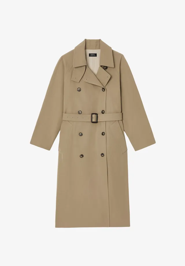 A.P.C. Trenchcoat Mantel knielang wasserabweisend mit Gürtel