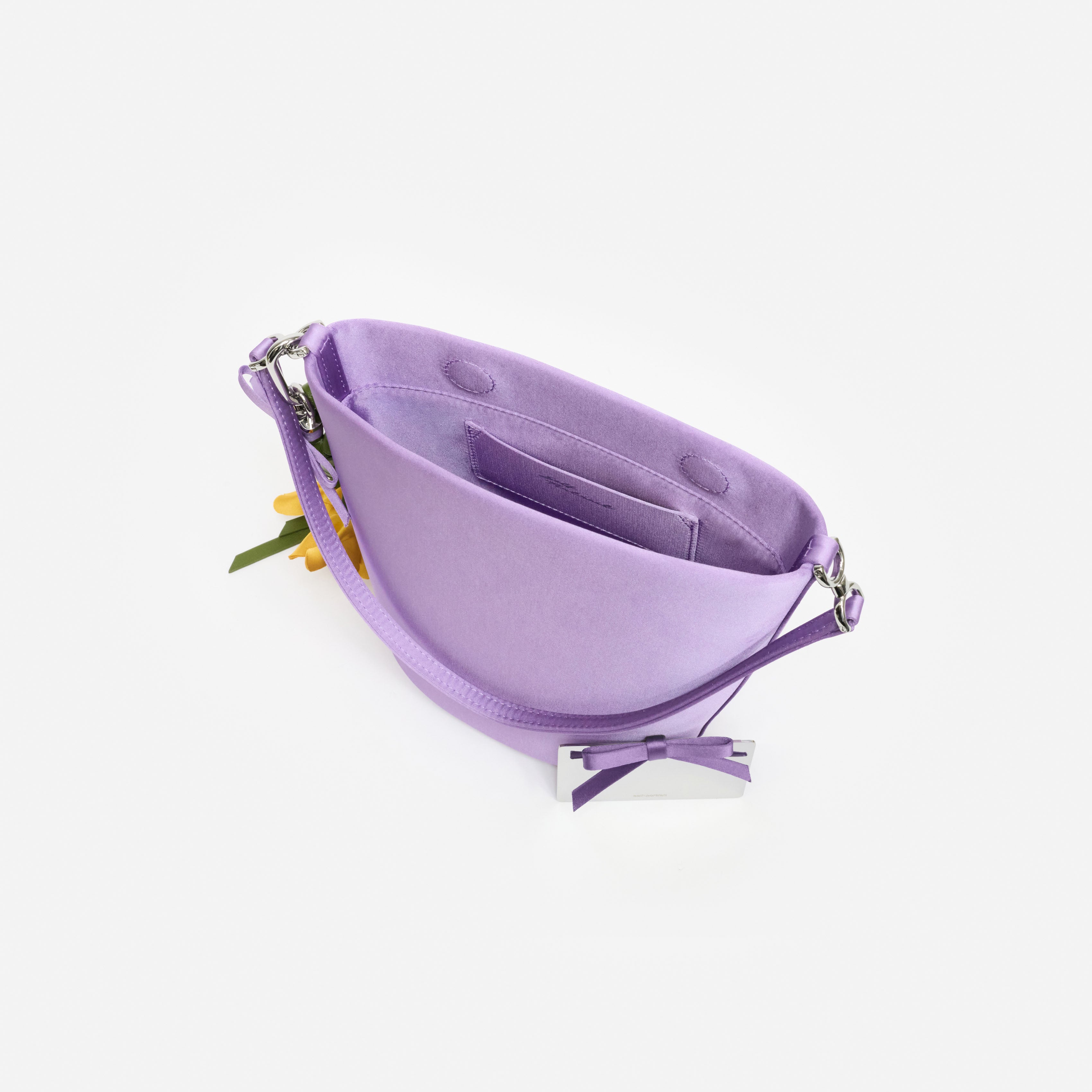 Self Portrait Lilac Satin Bucket Tasche Lila
