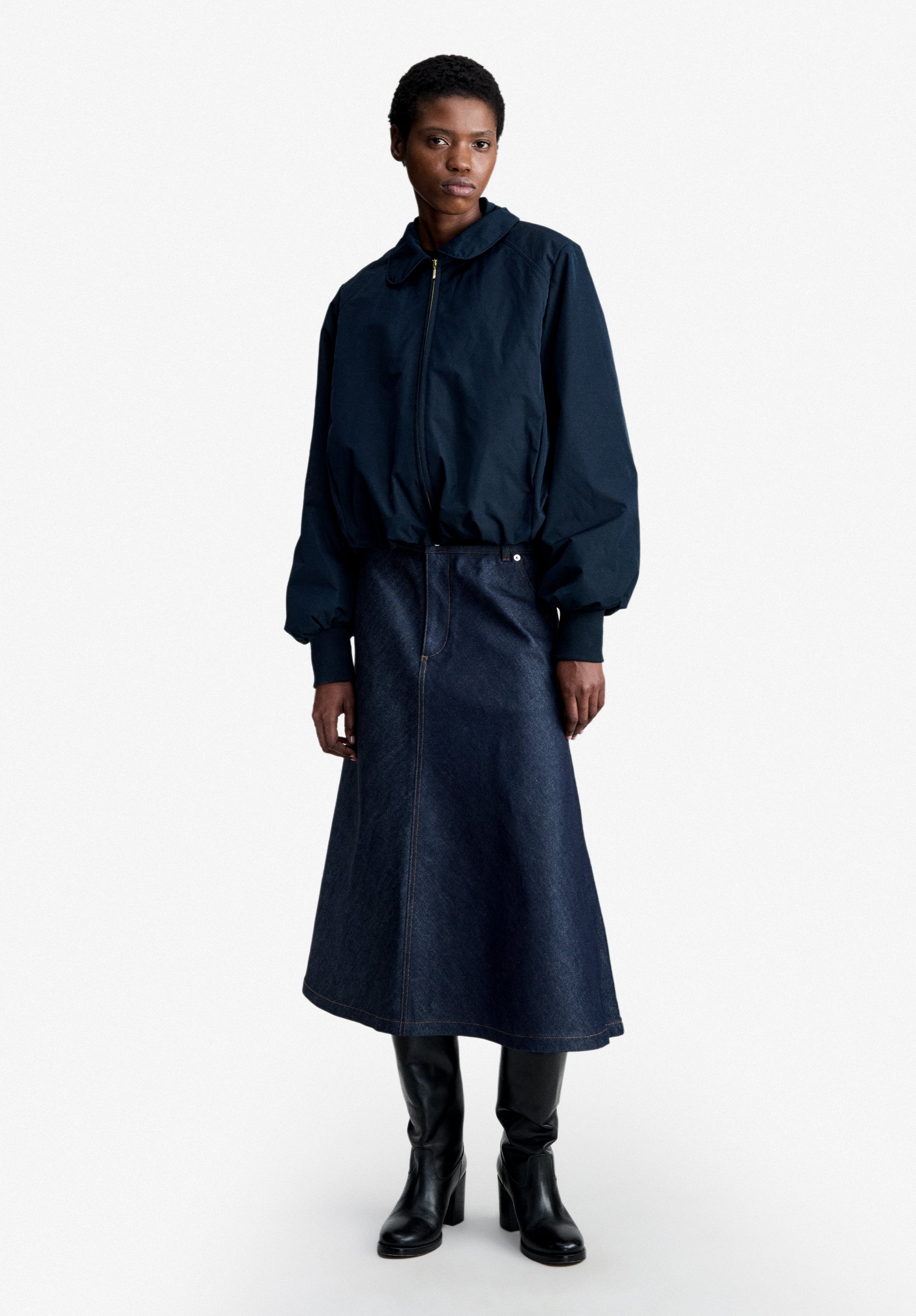 A.P.C. Bomberjacke Taft marineblau Blouson Gr. 34-42 Boxy
