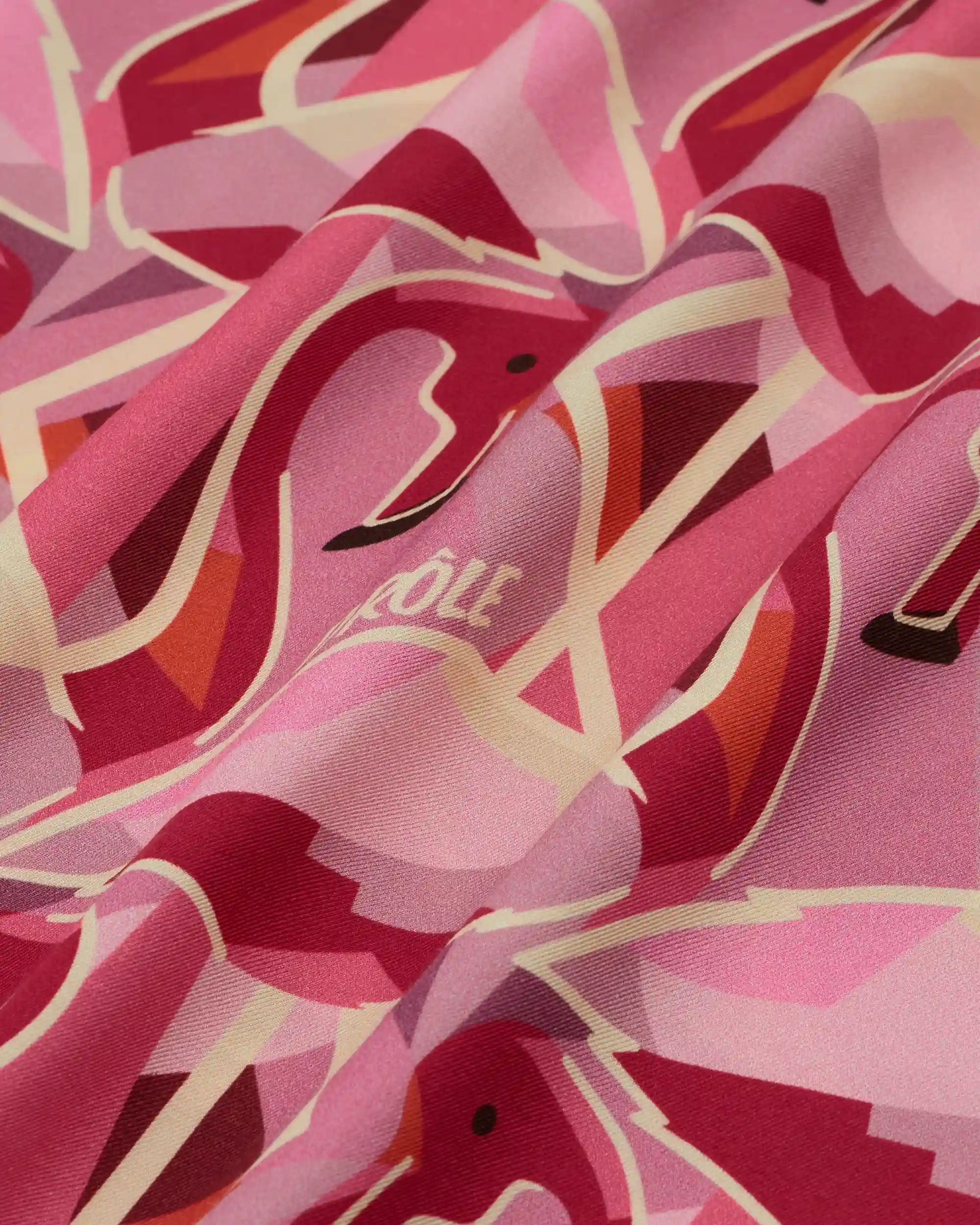Drôle De Monsieur Notcha Kurzarmhemd Pink Flamingo Viskose
