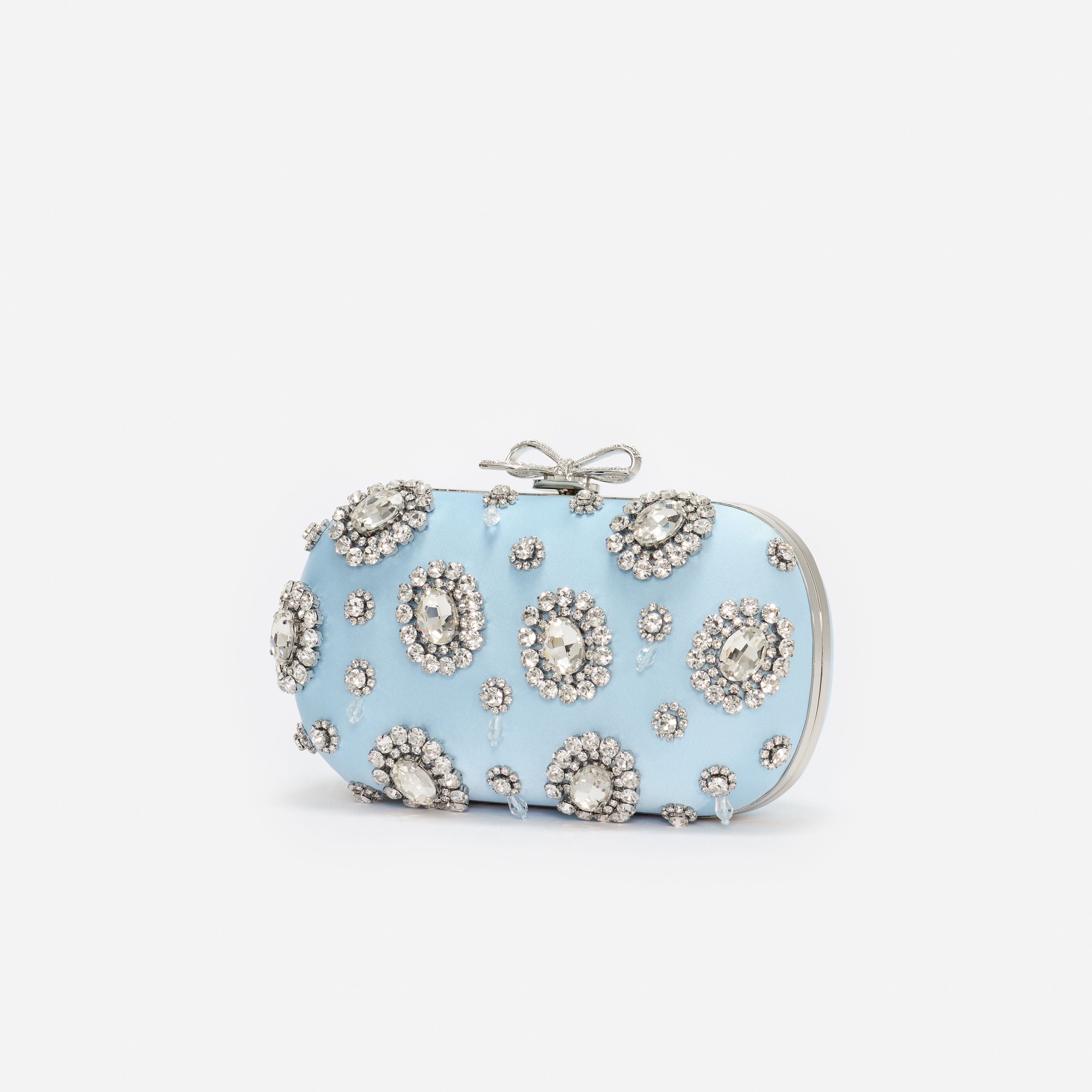 Self Portrait Blue Satin Multi Crystal Clutch Tasche Blau OneSize