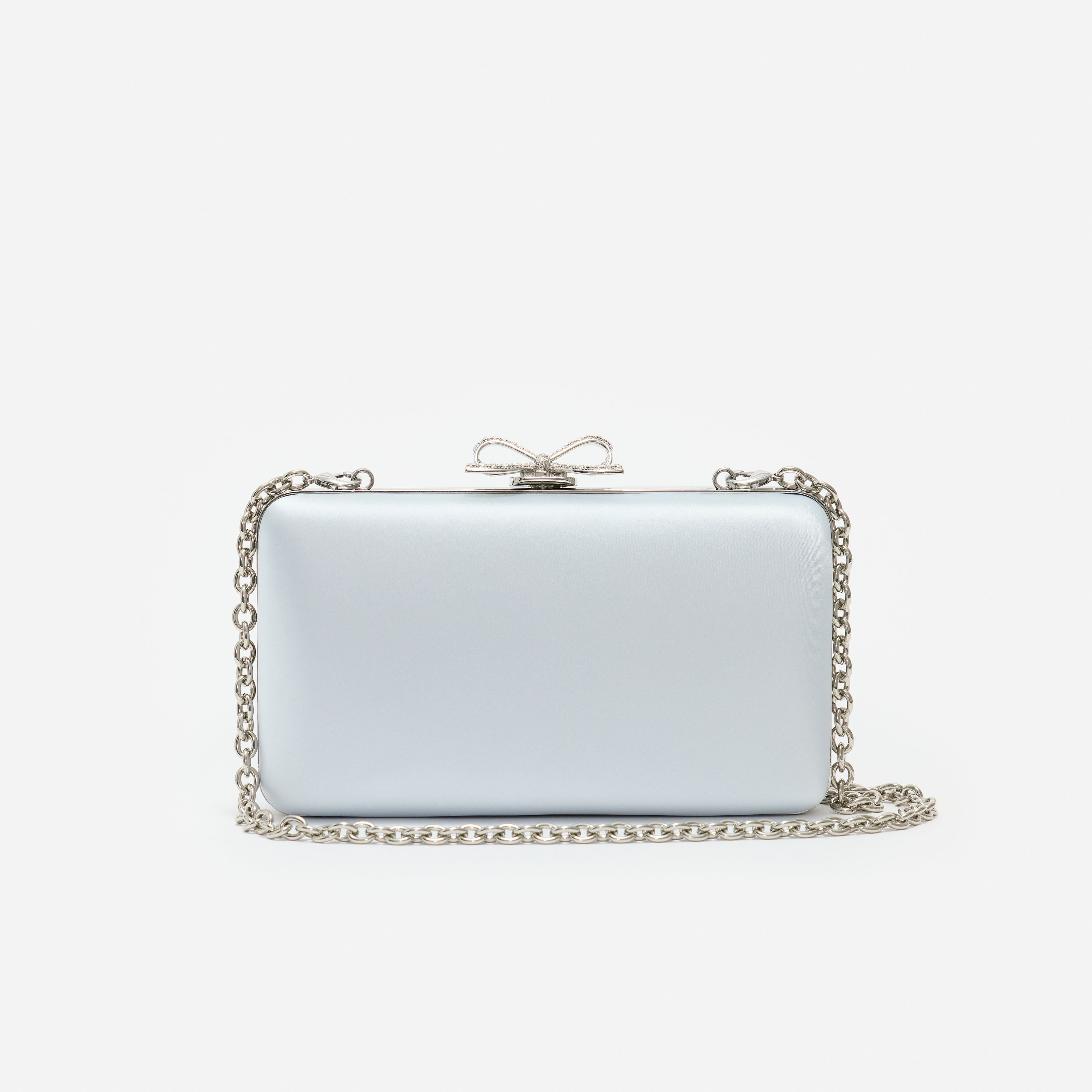 Self Portrait Handbags Satin Clutch Blau Mini Kristallschleife