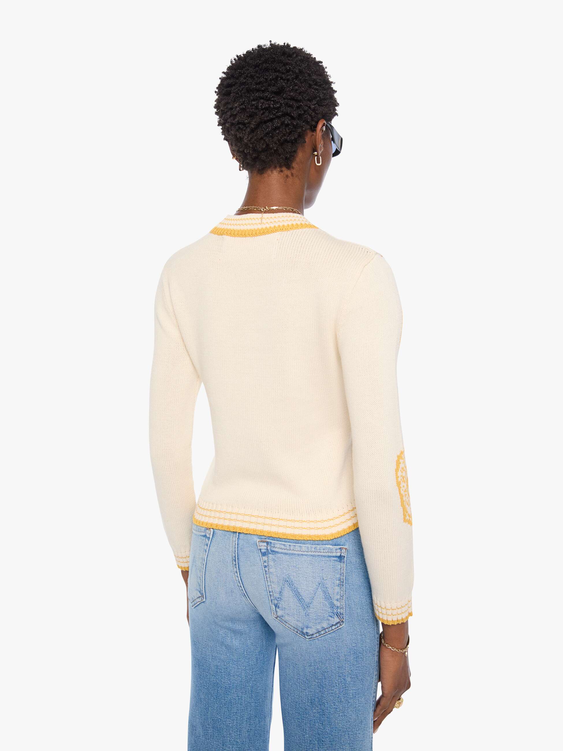 Mother The Baby Jumper Pullover Ivory Creme Leo Baumwolle